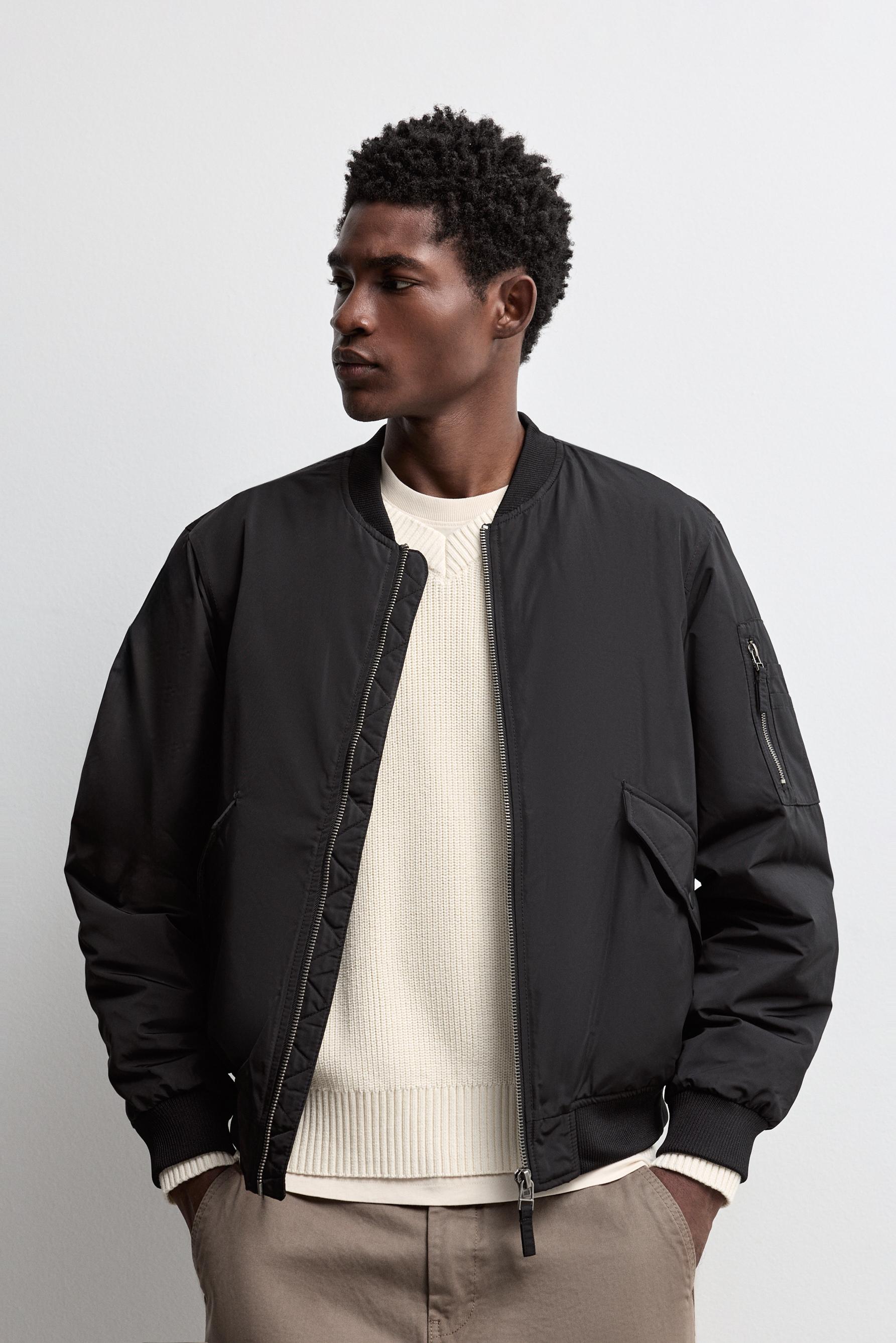 Quilted bomber jacket — BLACK