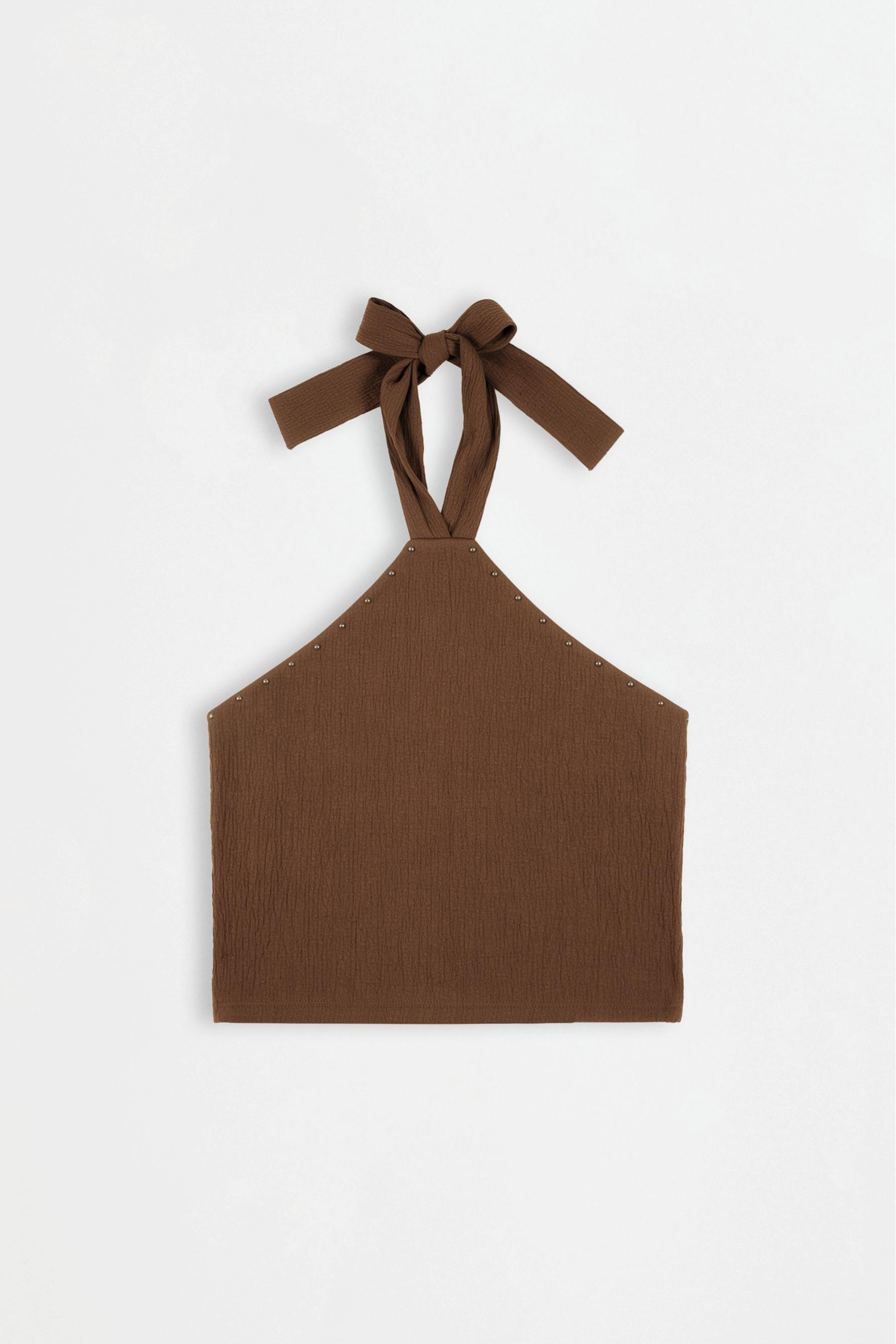 Studded halter top — CHOCOLATE