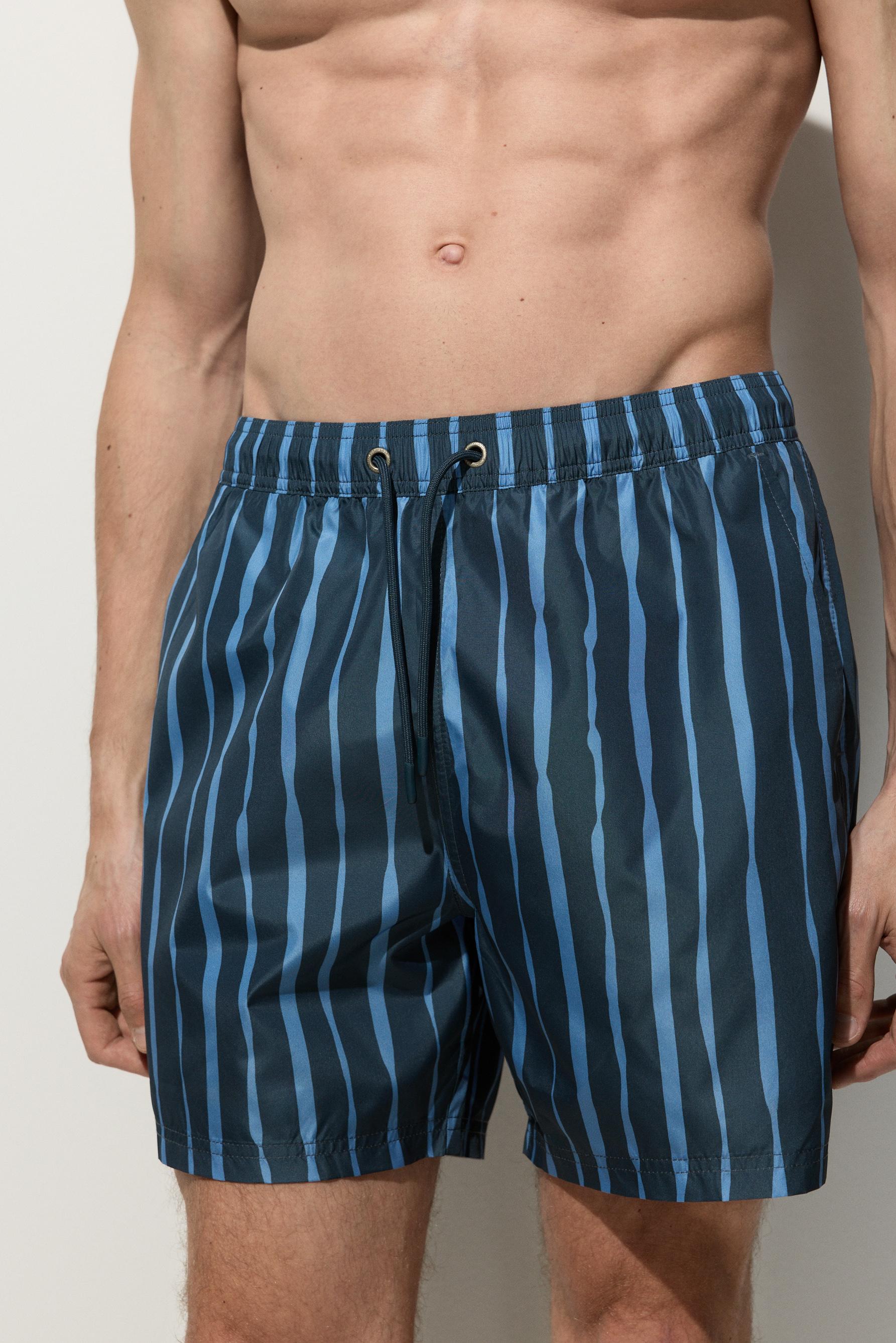 Printed regular fit swim shorts — FADED NAVY