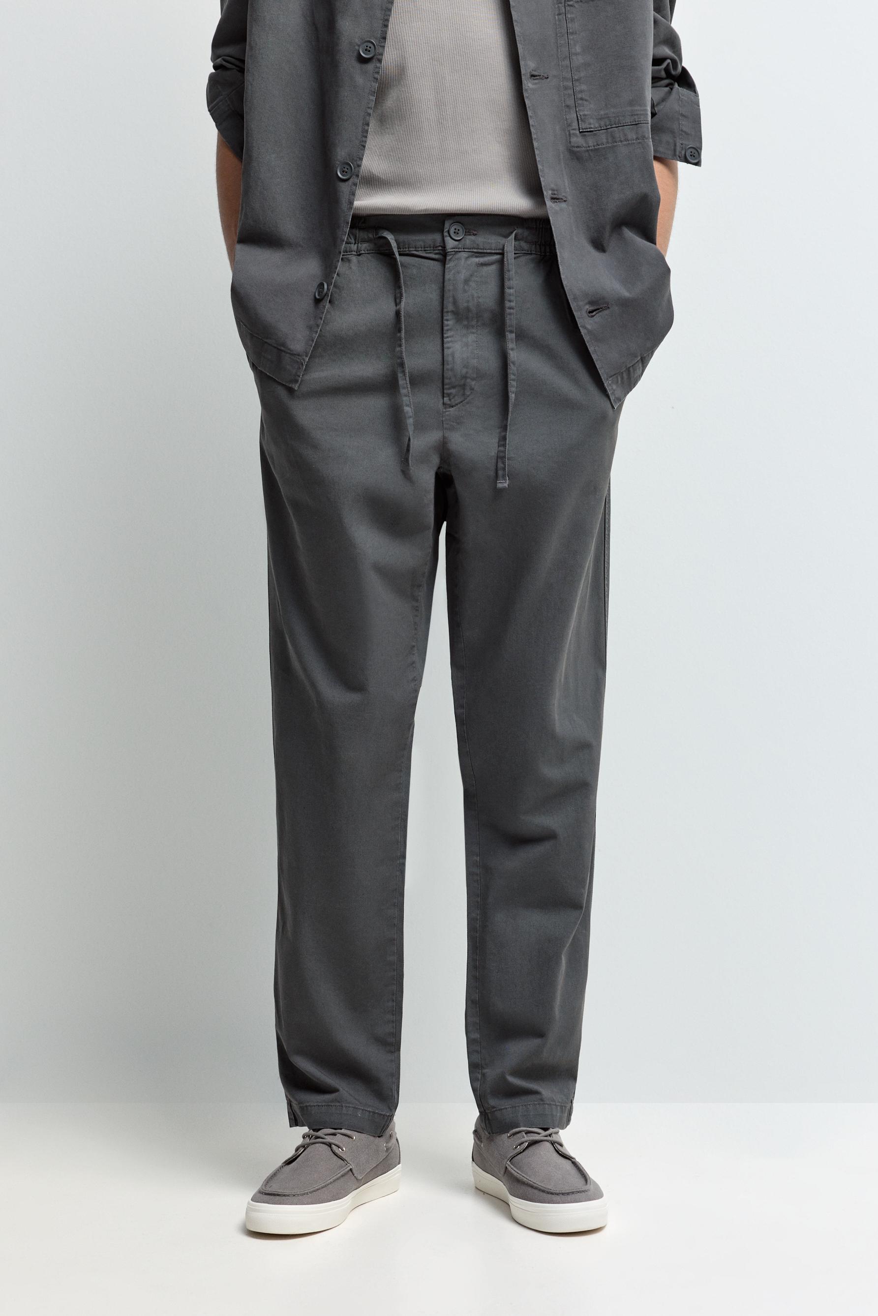 Linen blend joggers — ANTHRACITE GREY