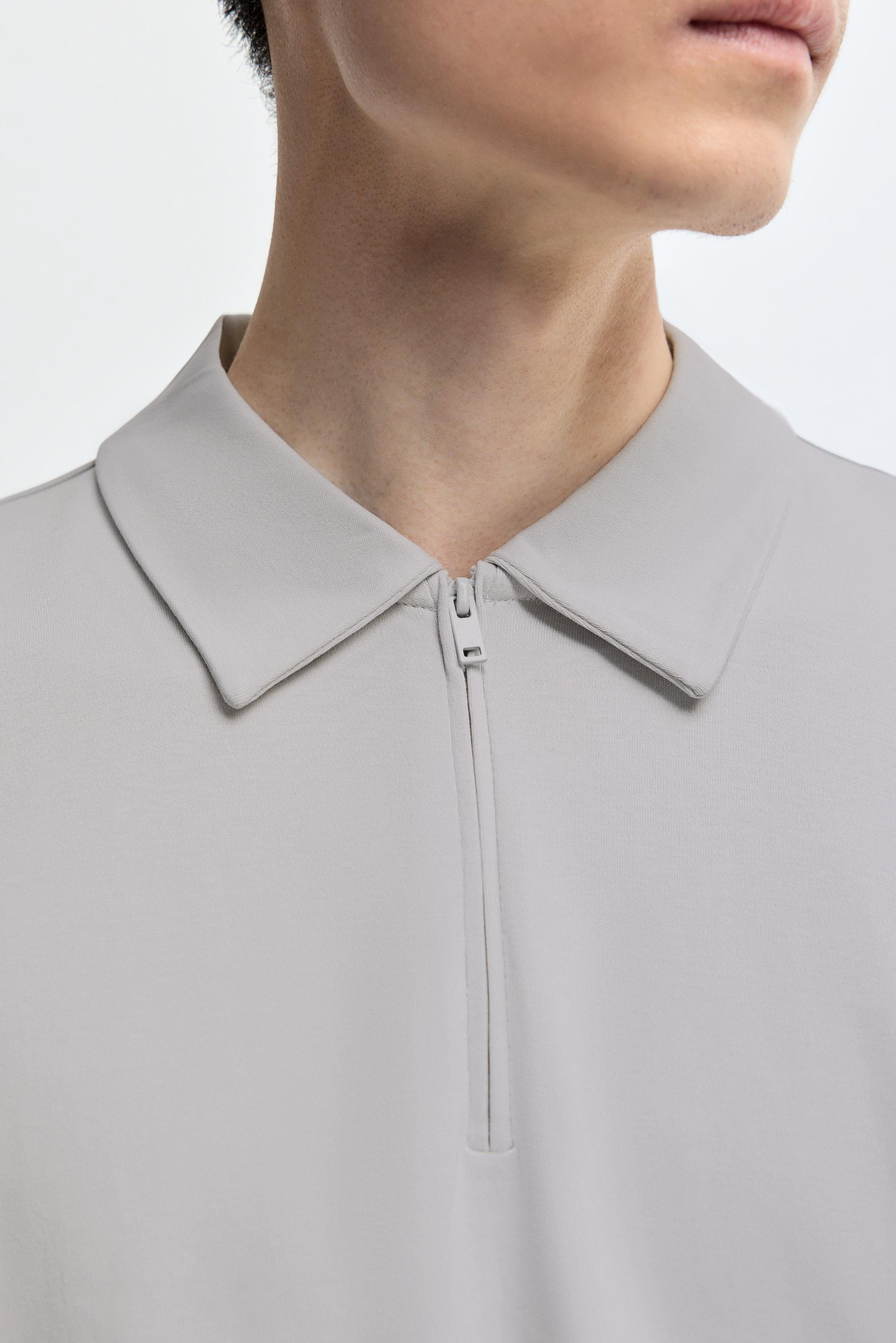 Interlock zip-up polo shirt — PALE BLUE