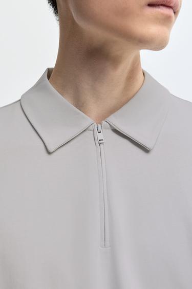 Interlock zip-up polo shirt — PALE BLUE 3