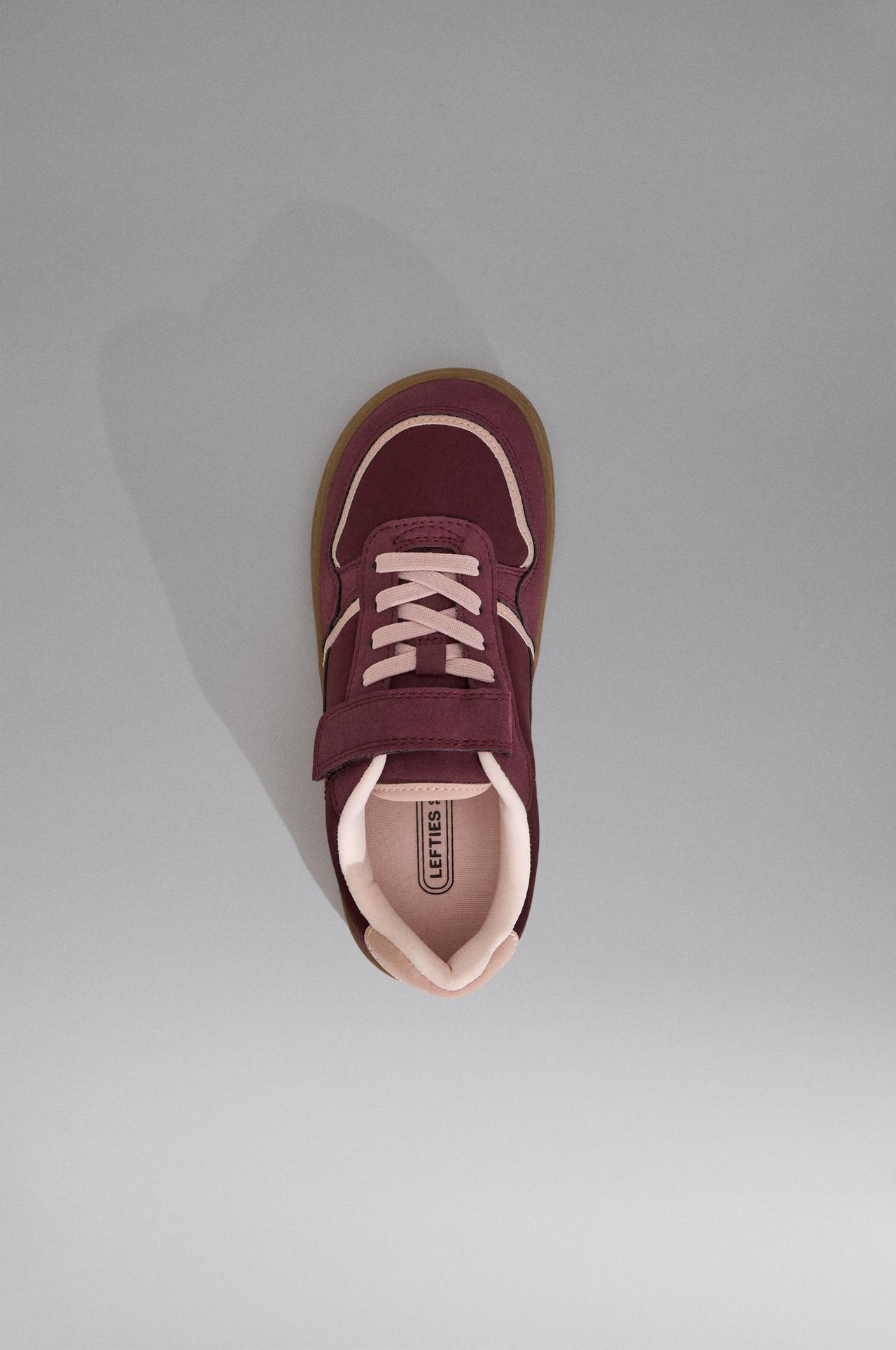 Barefoot Mixed-Material Sneakers — BURGUNDY