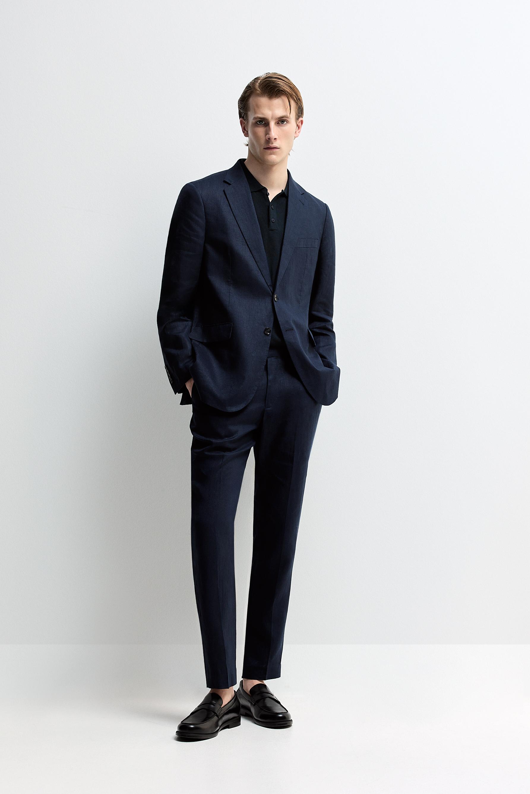 100% linen suit blazer — NAVY