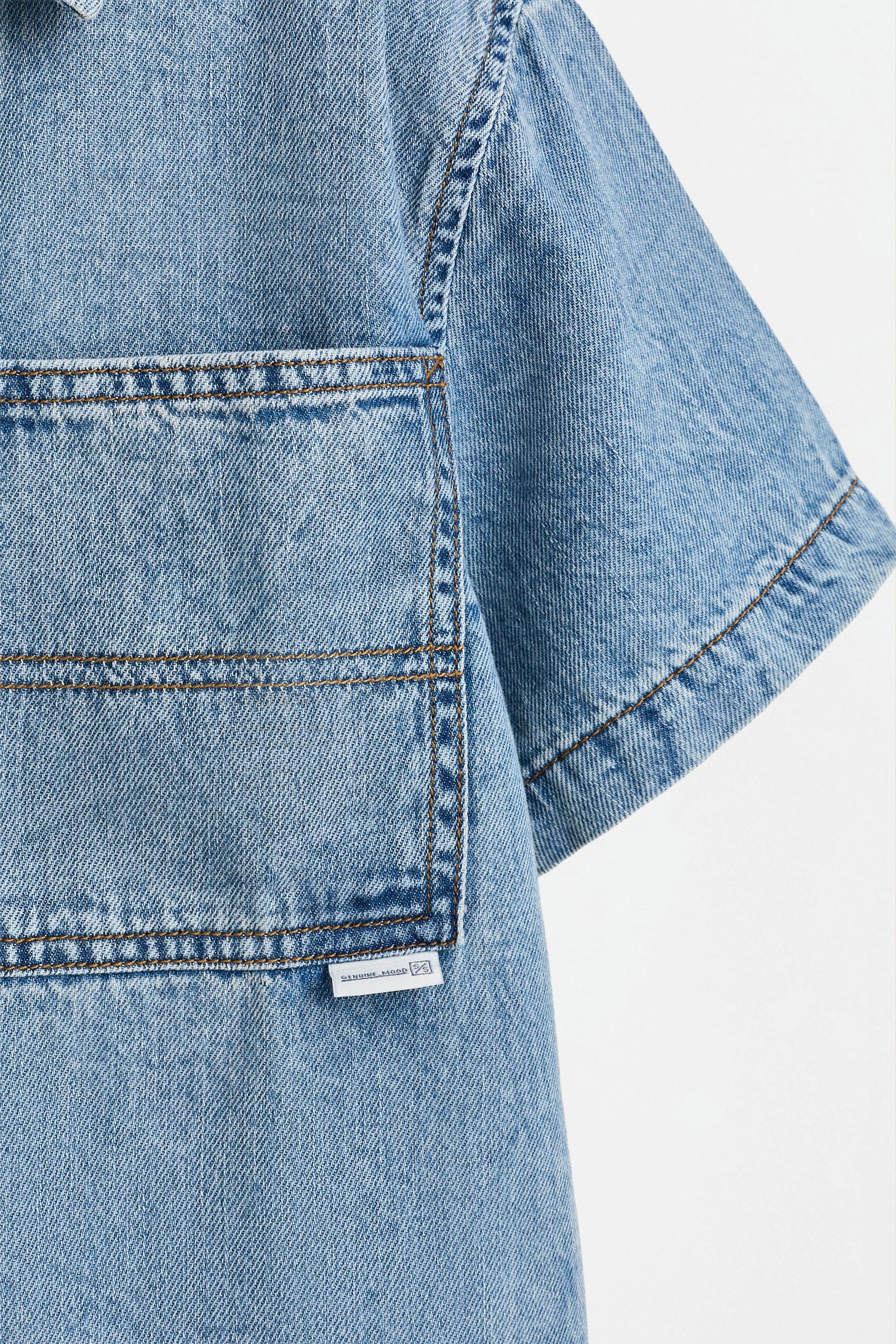 Short sleeve denim shirt — BLUE