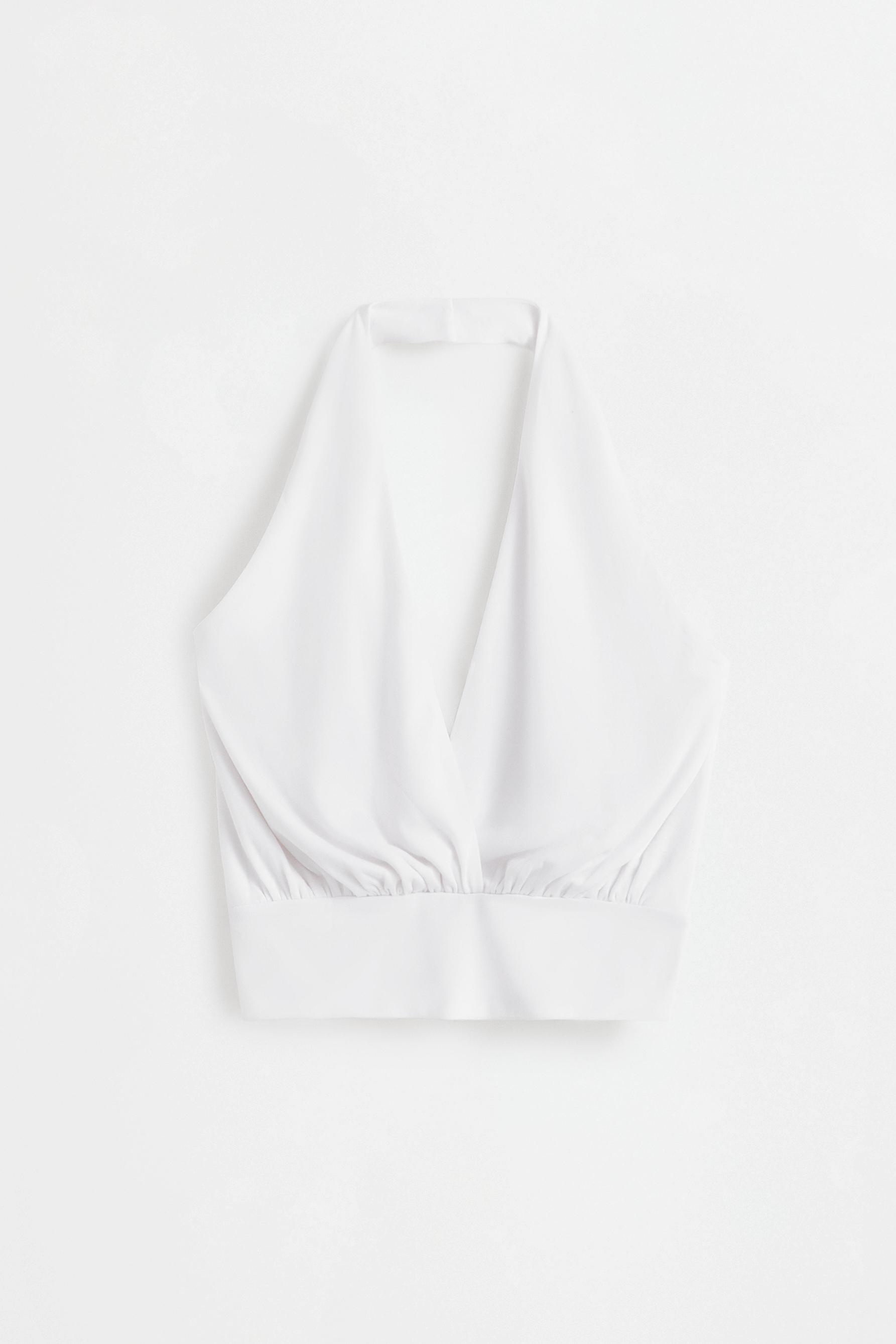 Draped halter top — OFF WHITE