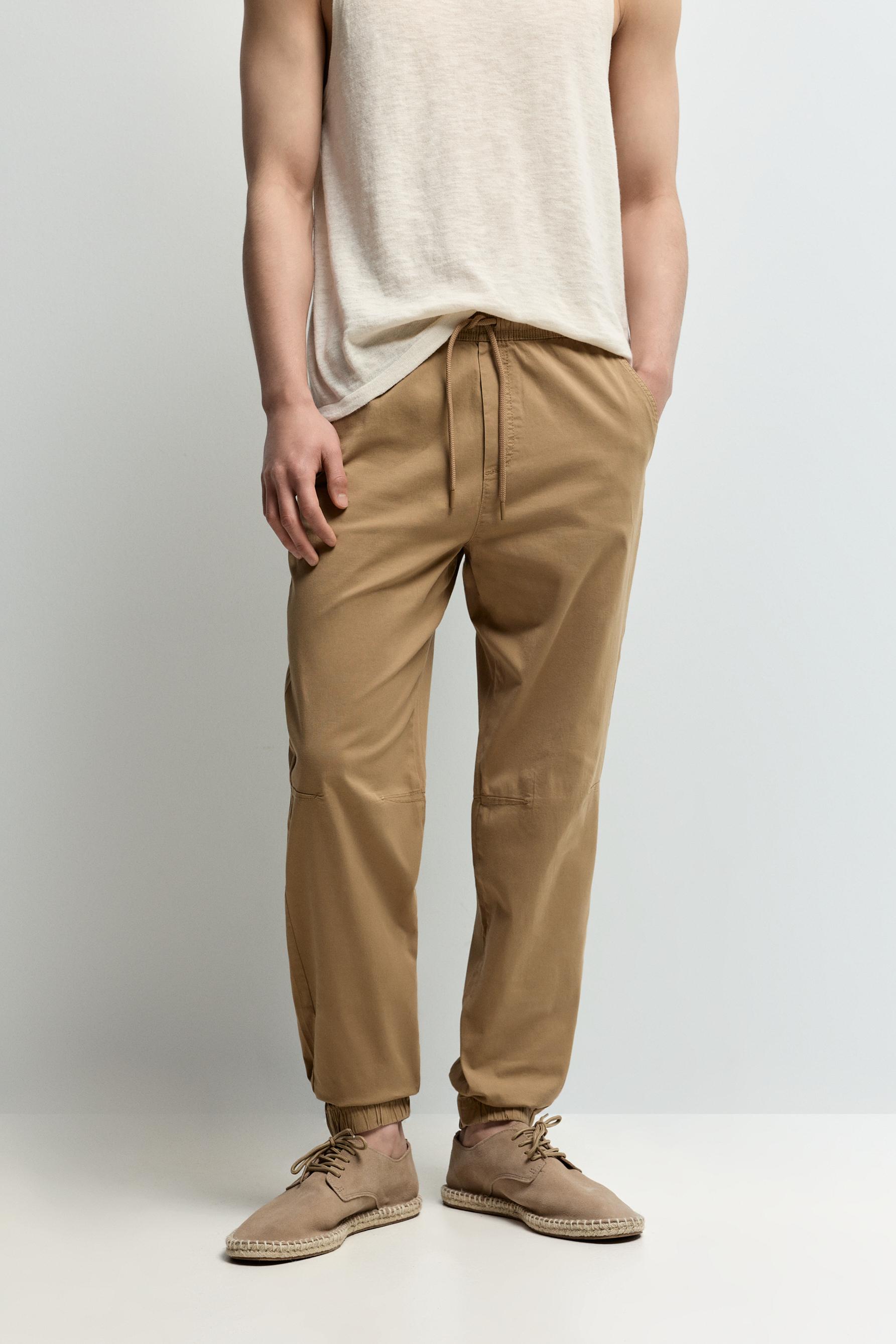 Elastic hem joggers — CAMEL