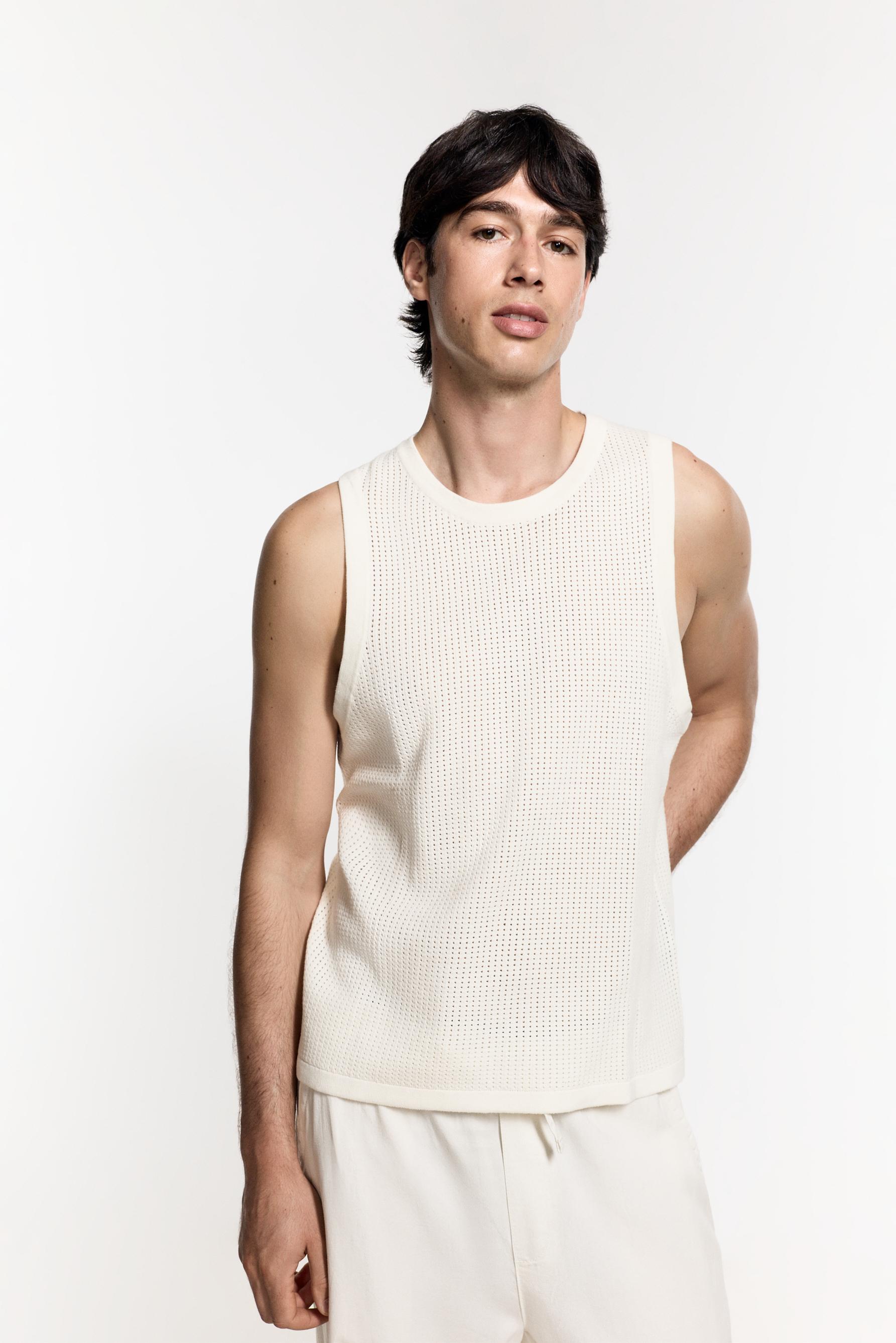 Cutwork strappy T-shirt — OFF WHITE