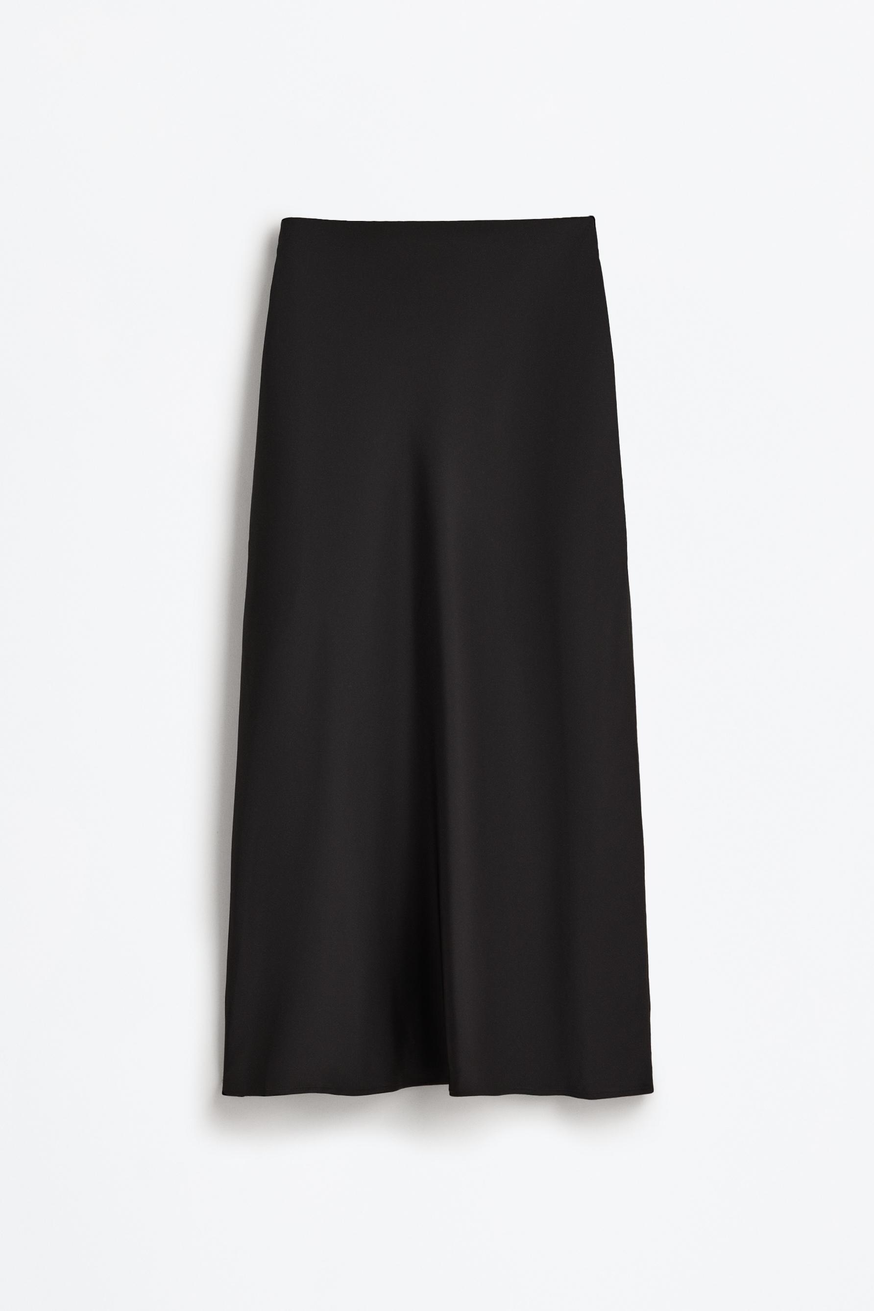 Satin midi skirt — BLACK