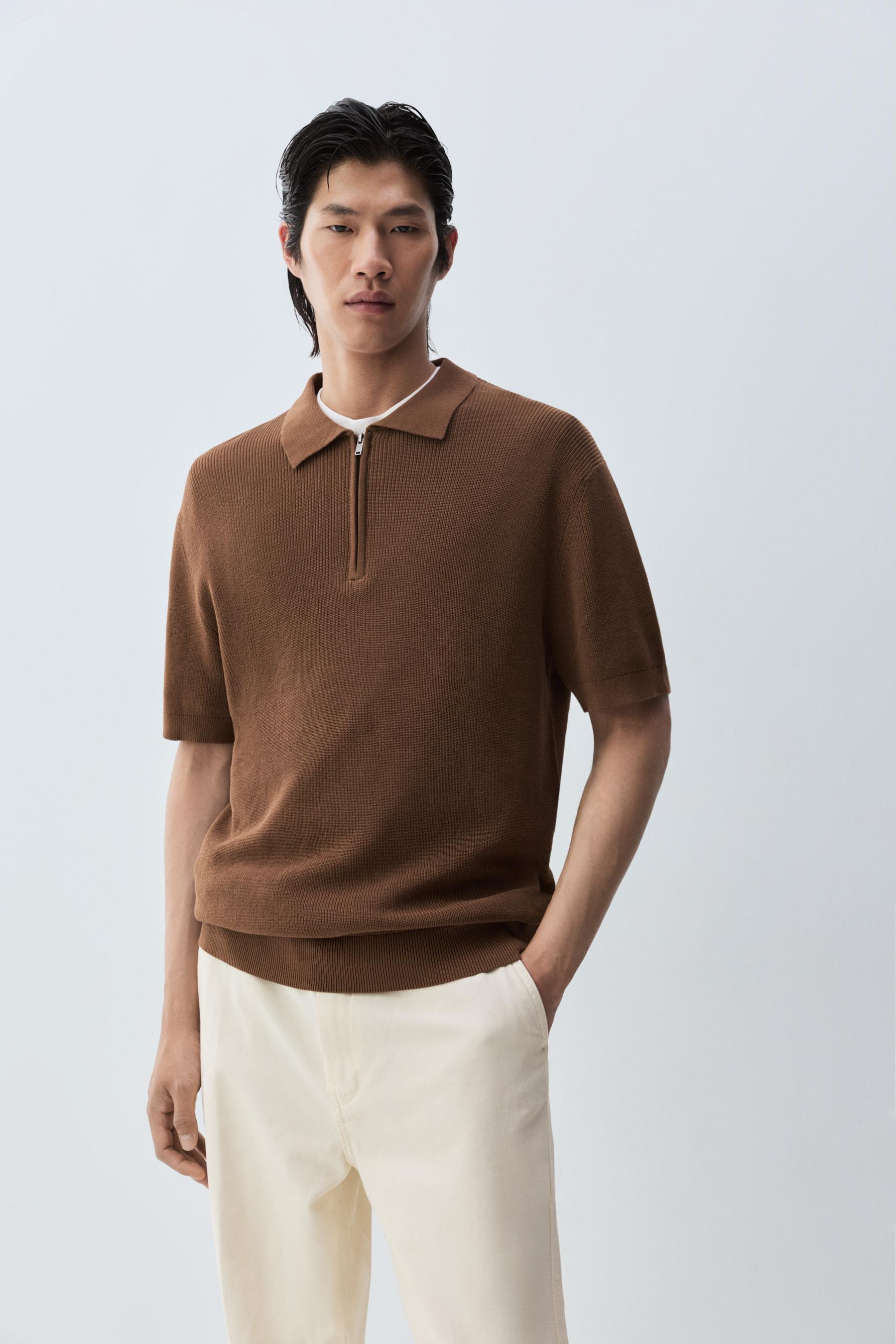 Polo textura cremallera