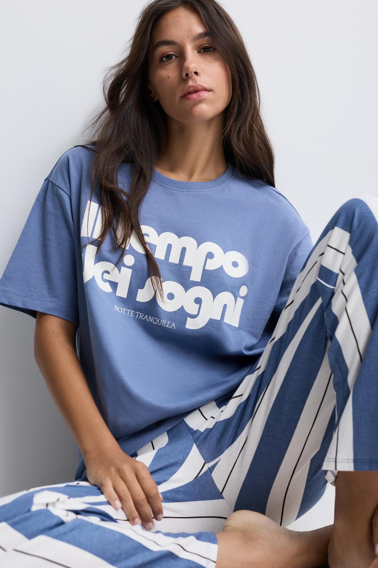 Printed pyjamas — ECRU/BLUE