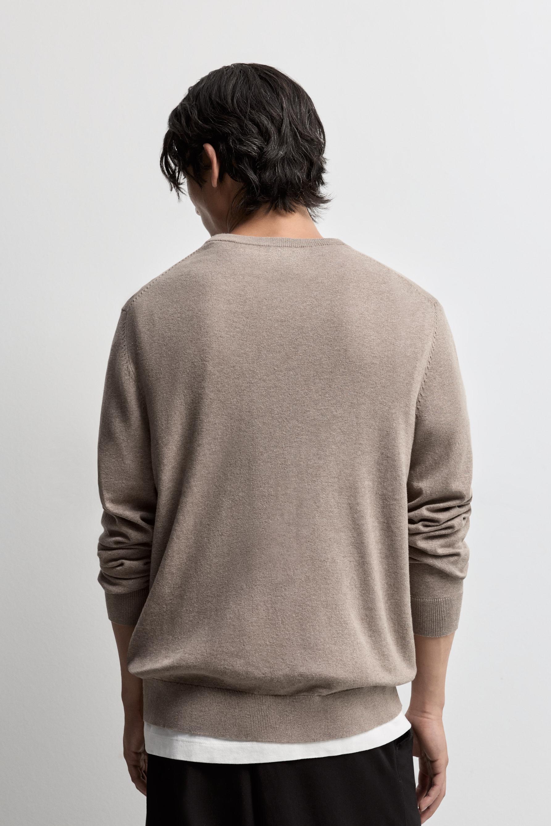Basic round neck sweater — BEIGE MARL