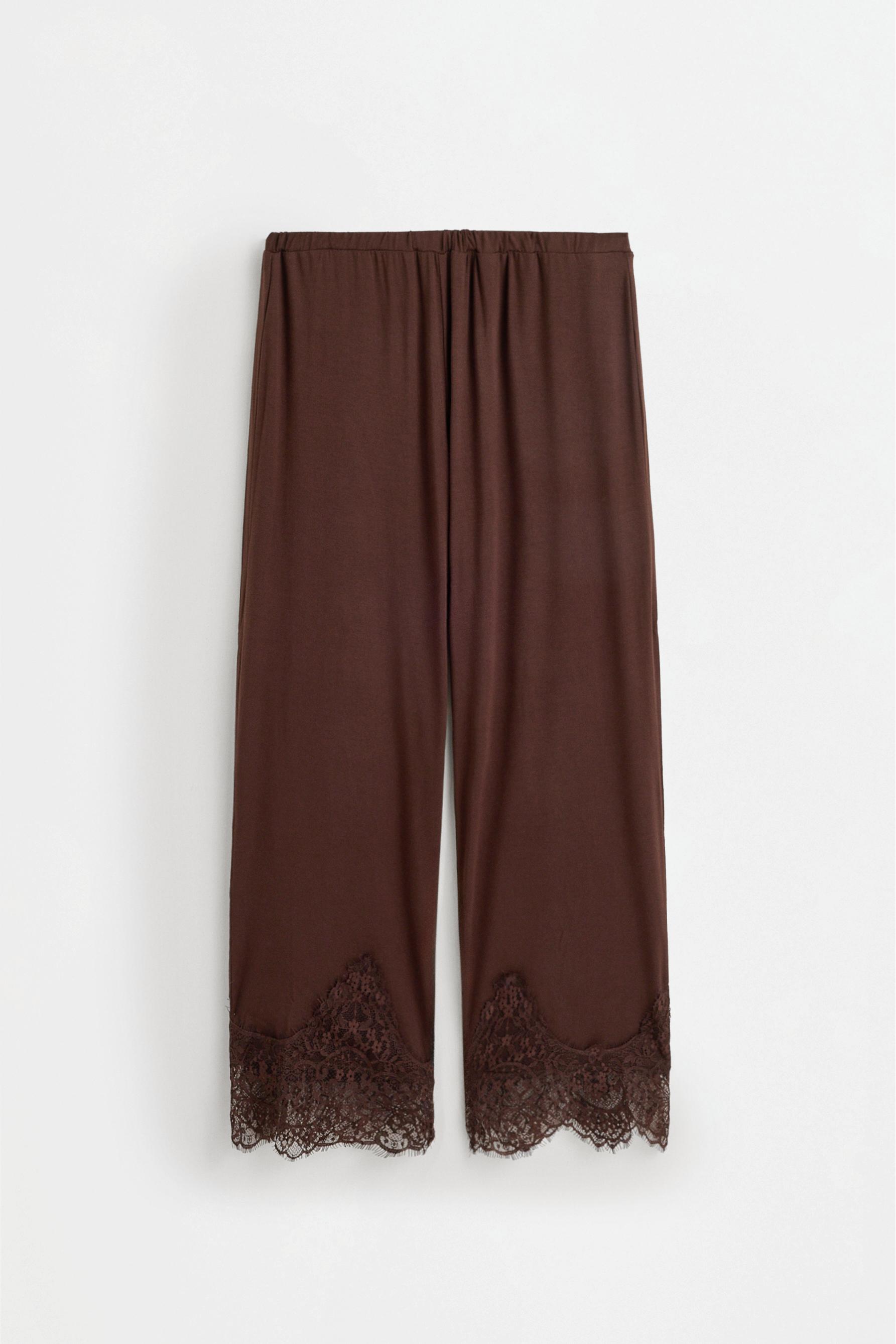 Long lace pyjamas — BROWN