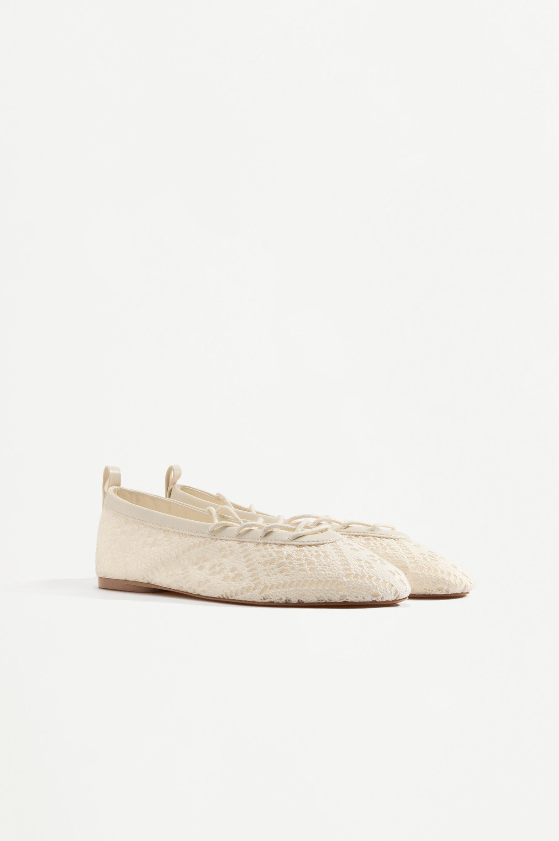 Braided effect ballet flats — ECRU
