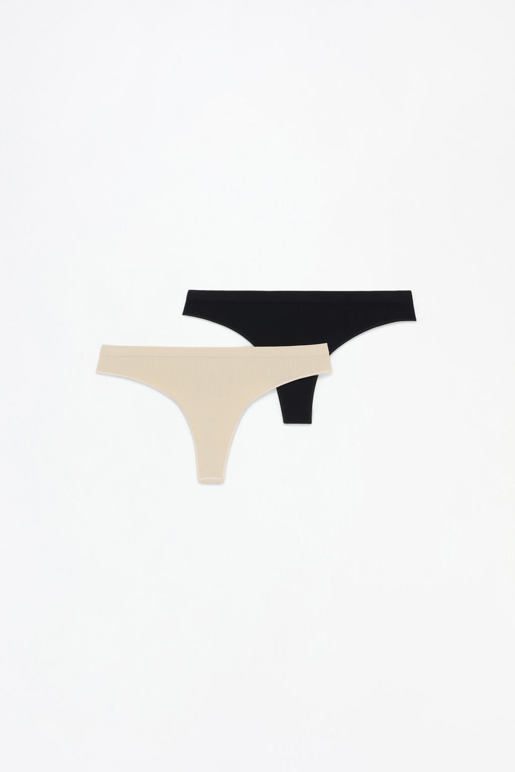 Pack of 2 seamless ribbed thongs