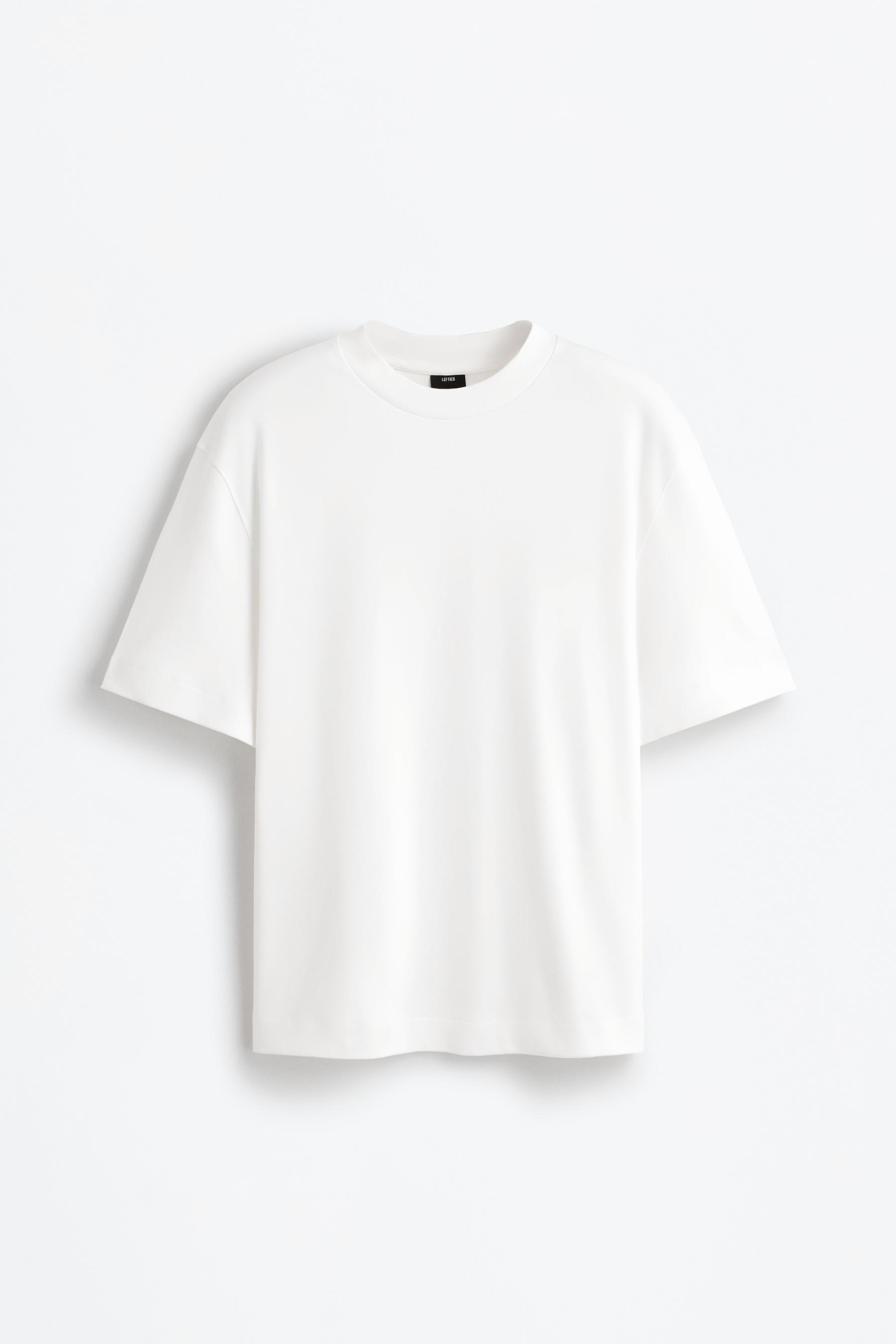 Interlock mock neck T-shirt — OFF WHITE