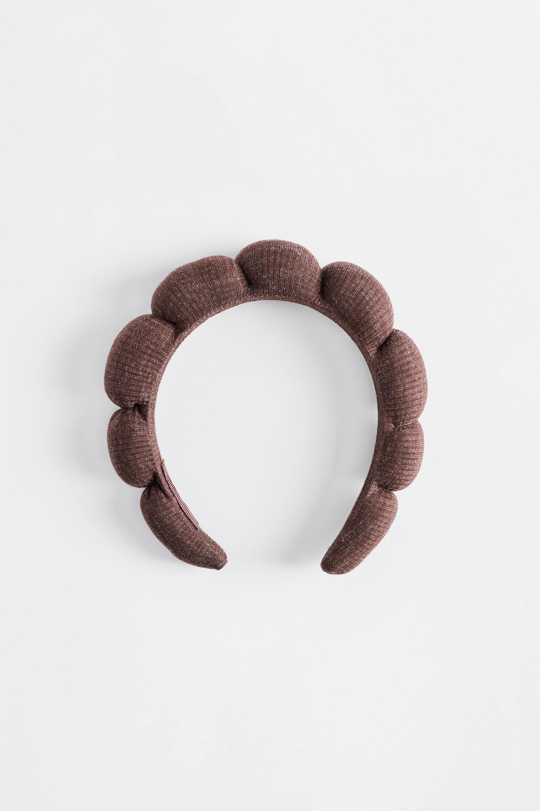 Ribbed skincare headband — BROWN
