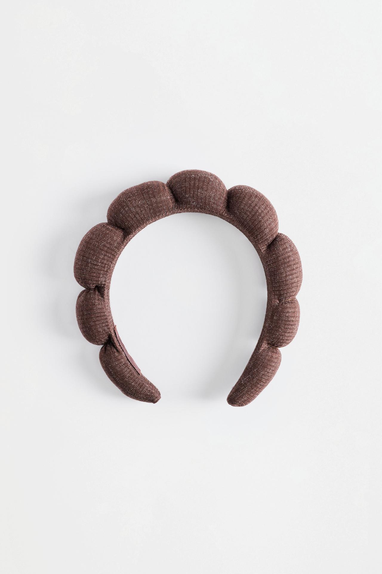 Ribbed skincare headband — BROWN