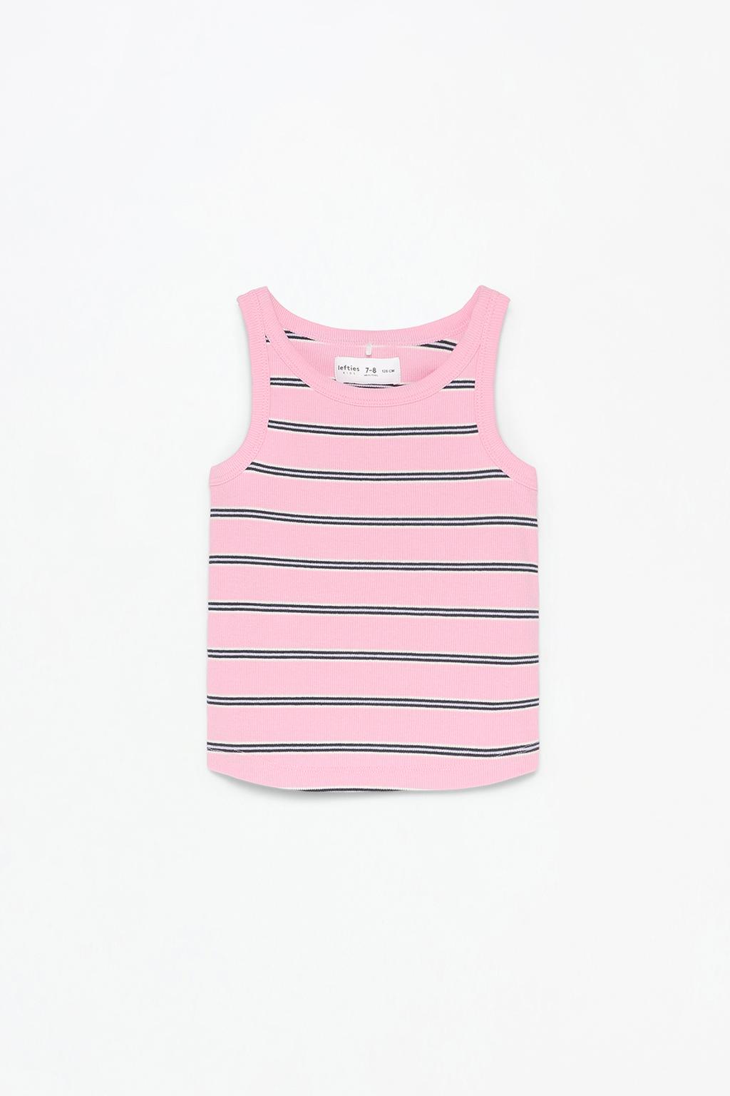Printed ribbed strappy T-shirt