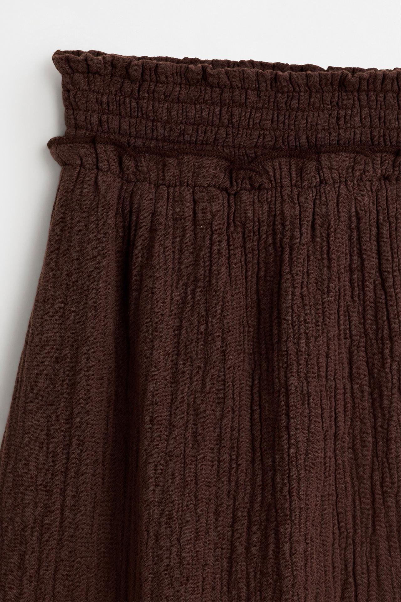 Textured embroidered skirt — DARK BROWN