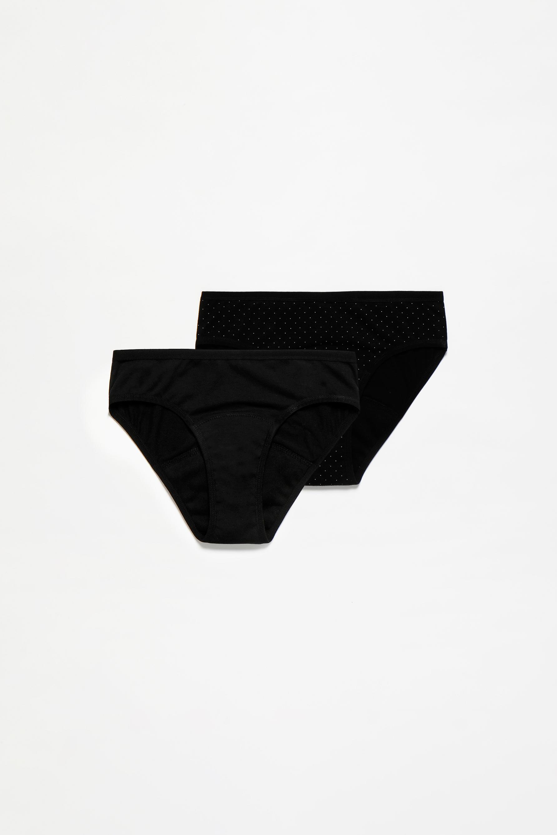 2-pack of cotton period briefs — BLACK
