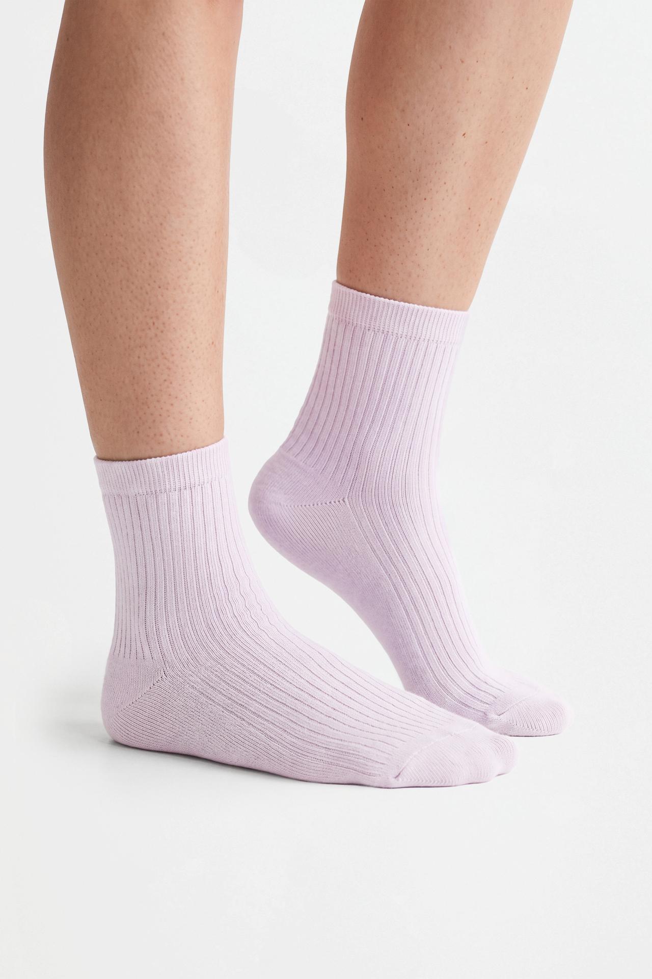 Ribbed short socks (Pack 10) — LILAC