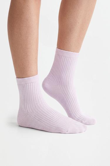 Ribbed short socks (Pack 10) — LILAC 2