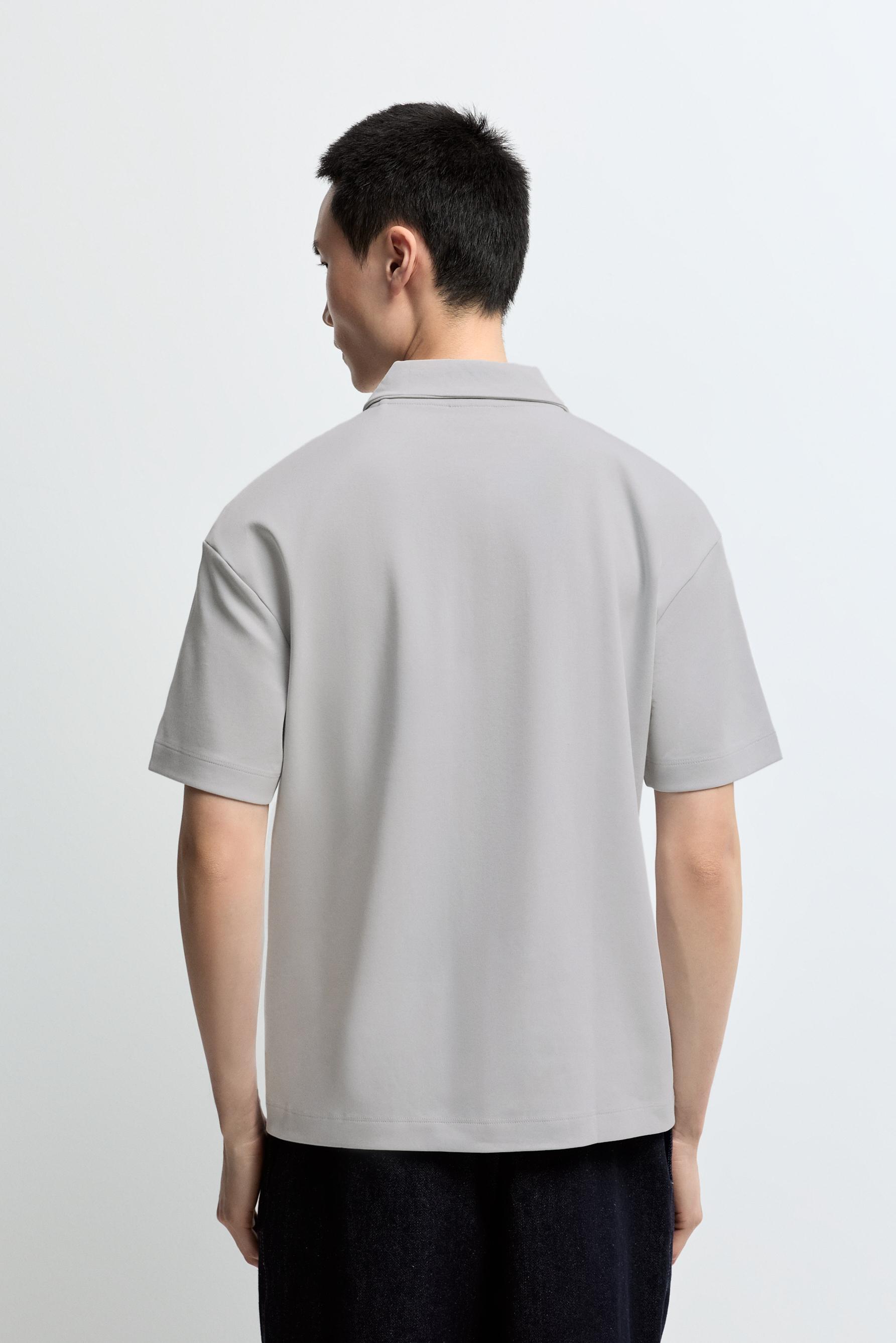 Interlock zip-up polo shirt — PALE BLUE