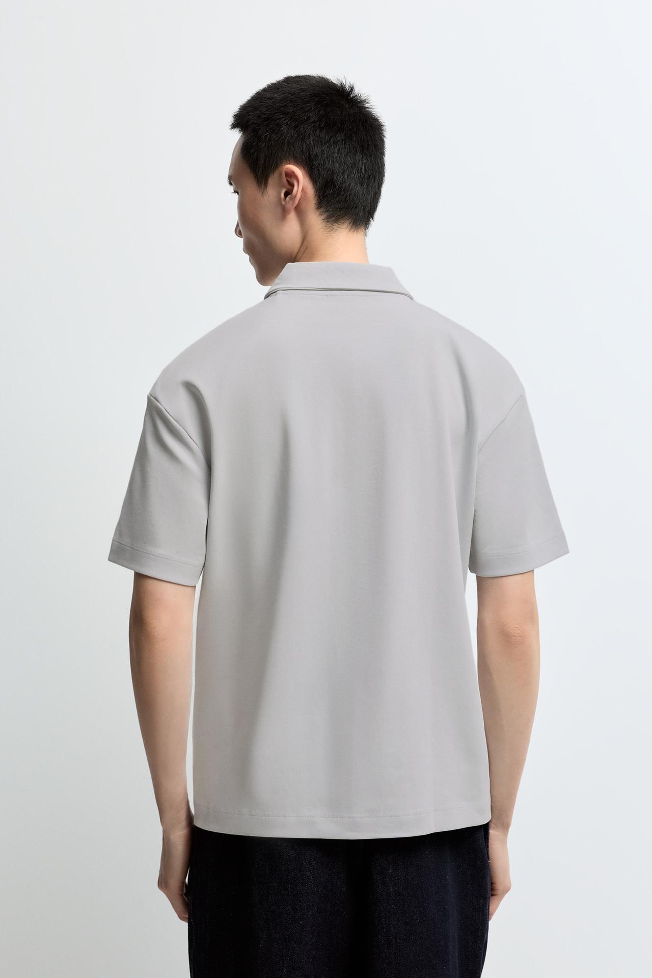 Interlock zip-up polo shirt — PALE BLUE