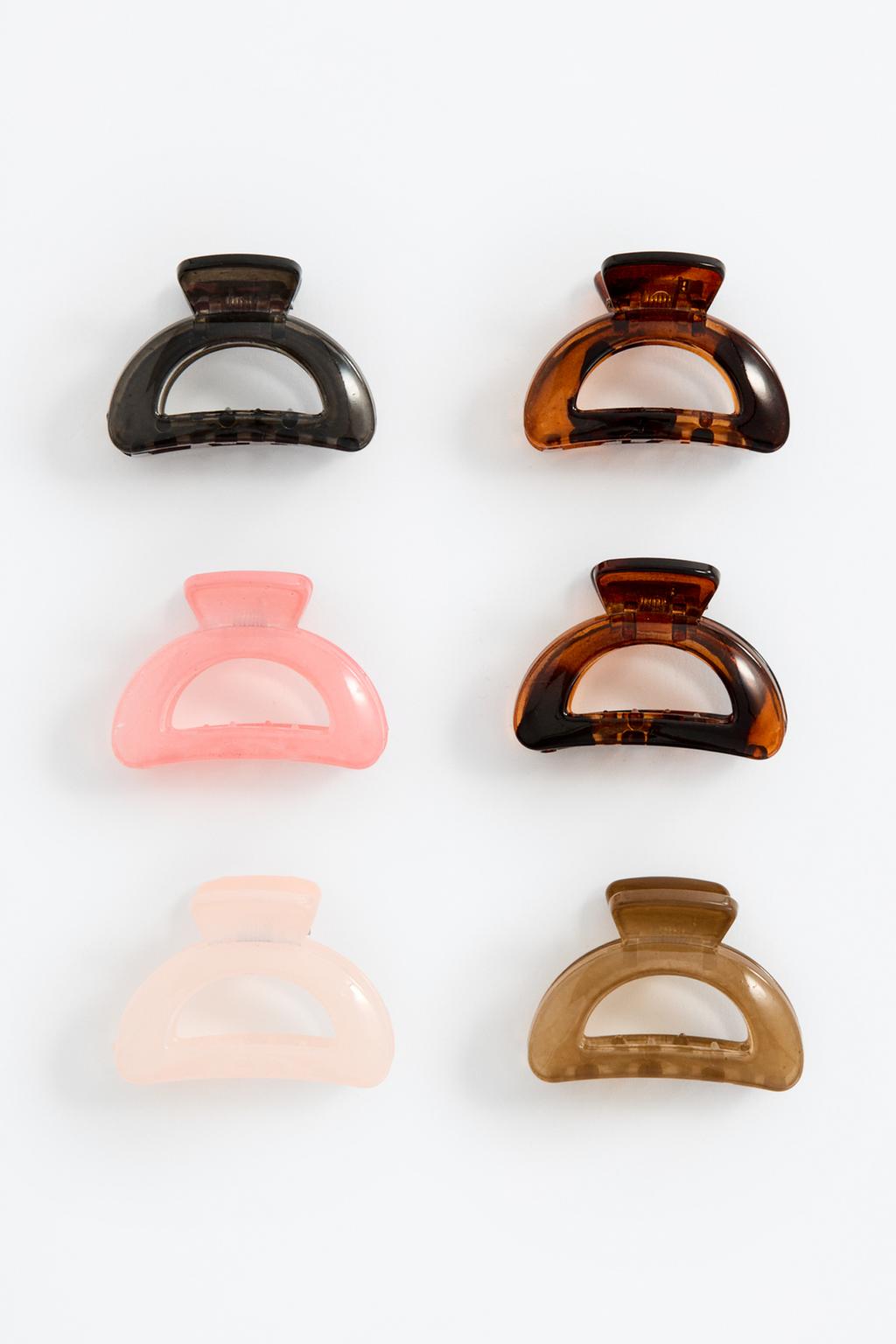 Pack of 6 contrast hair clips