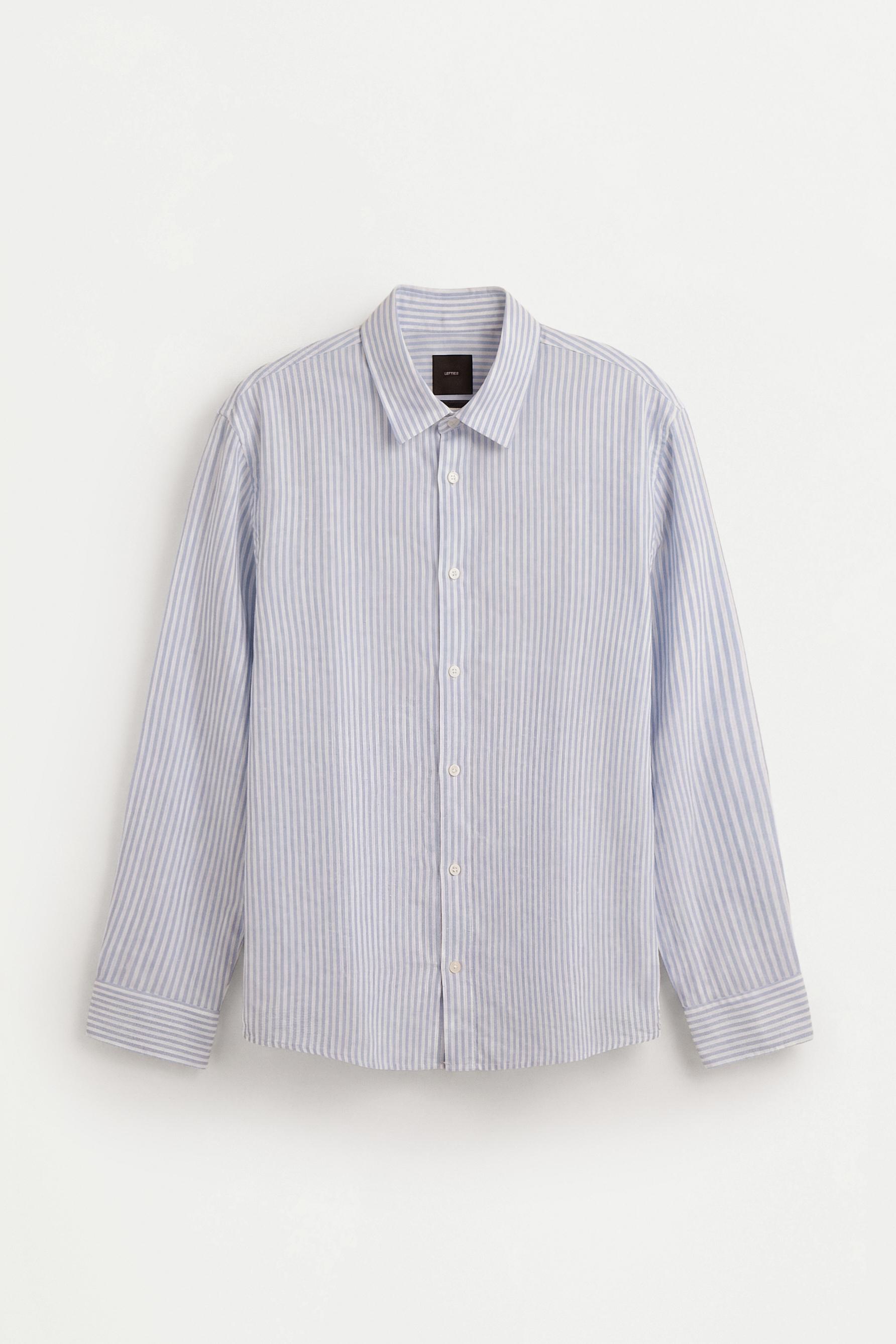 Cotton-linen striped shirt — SKY BLUE
