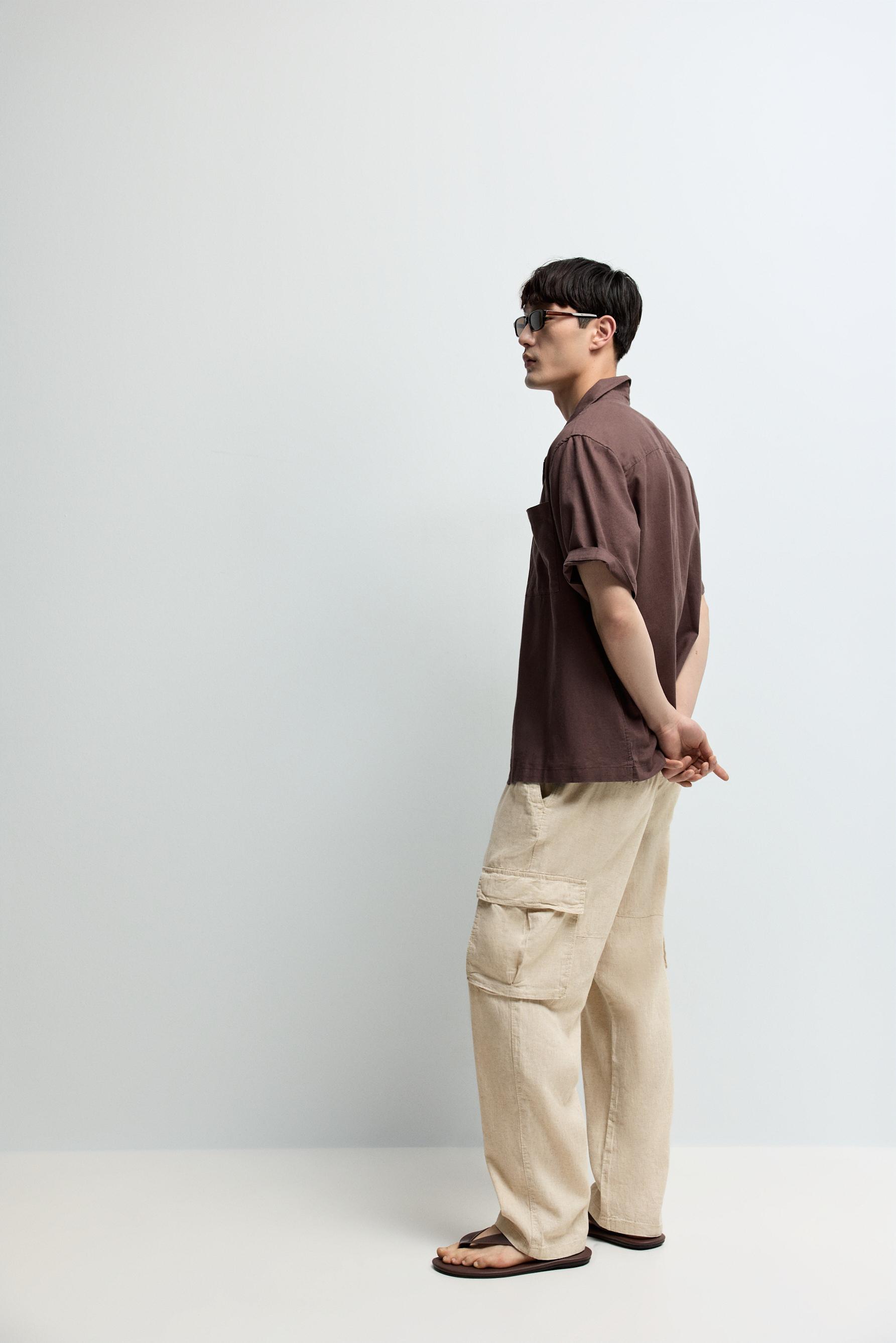 Linen-cotton cargo jogger trousers — OFF WHITE
