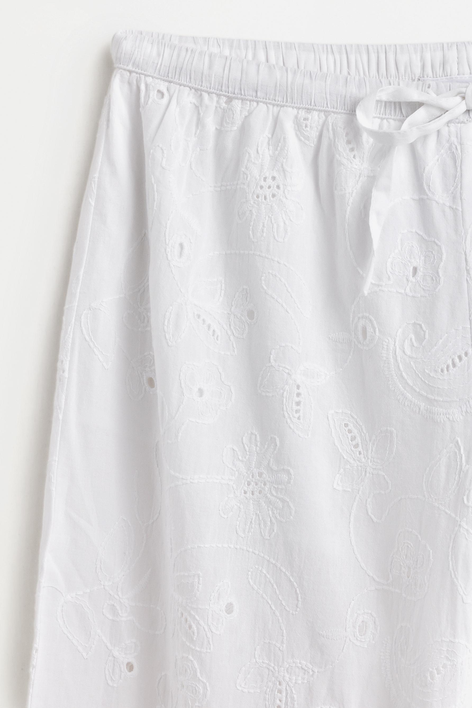 Embroidered straight trousers — WHITE