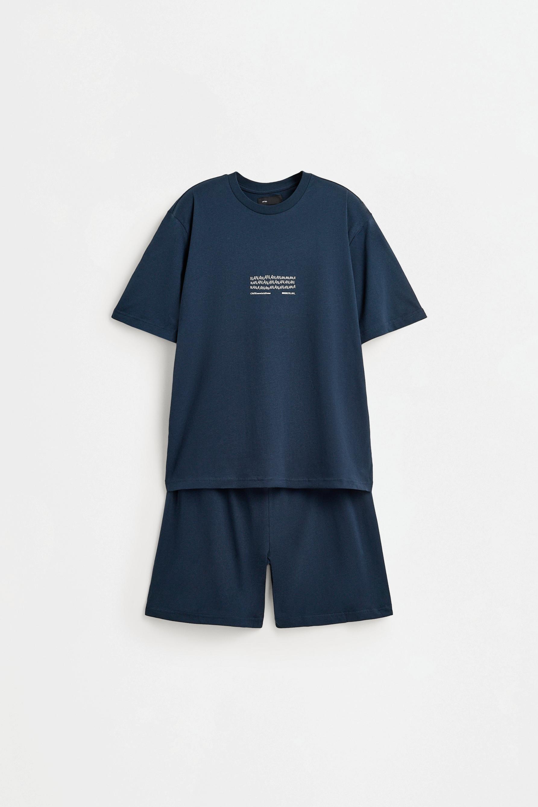 Short slogan pyjamas — OCEAN BLUE