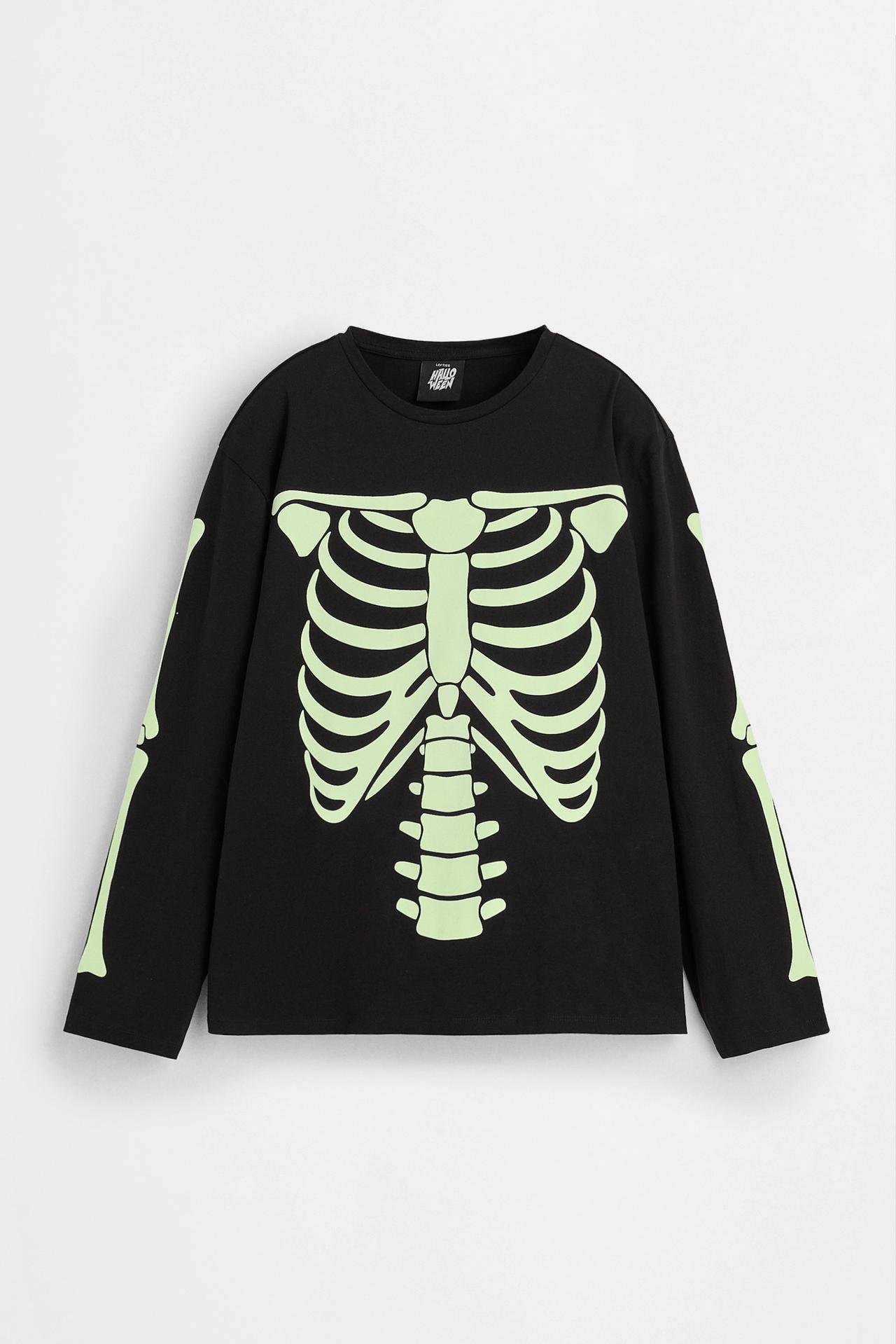 Girls' | Glow-in-the-dark skeleton pajamas — BLACK