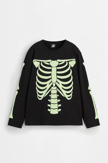 Girls' | Glow-in-the-dark skeleton pajamas — BLACK 3
