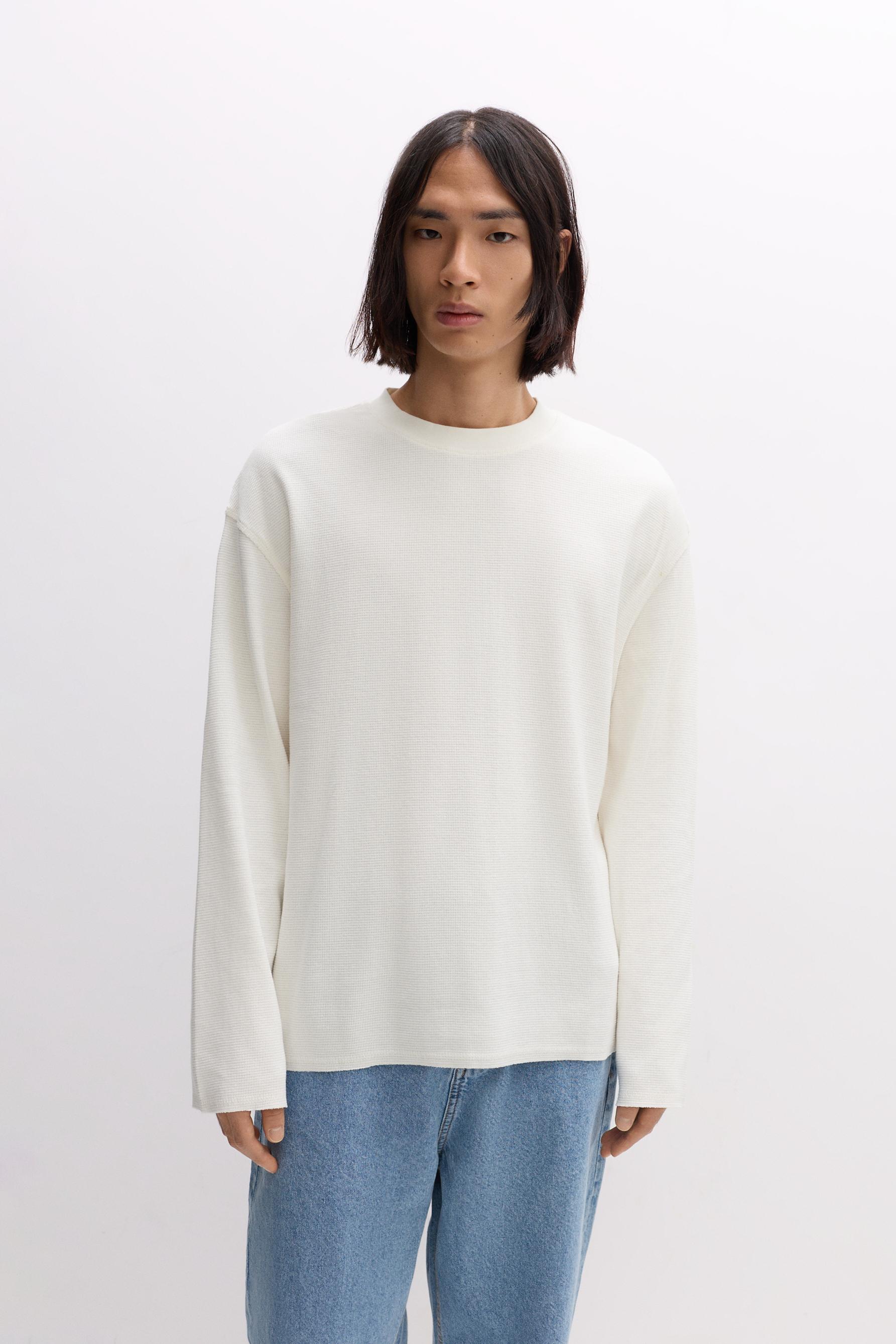 Dokulu uzun kollu t-shirt - | Lefties Turkey