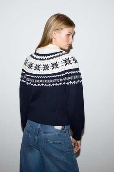Fair Isle quarter-zip sweater — NAVY 4