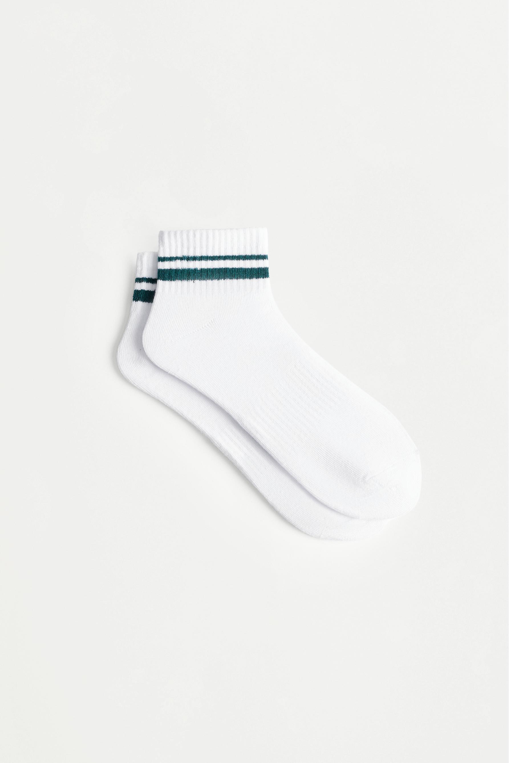 Striped ankle socks (4-pack) — WHITE
