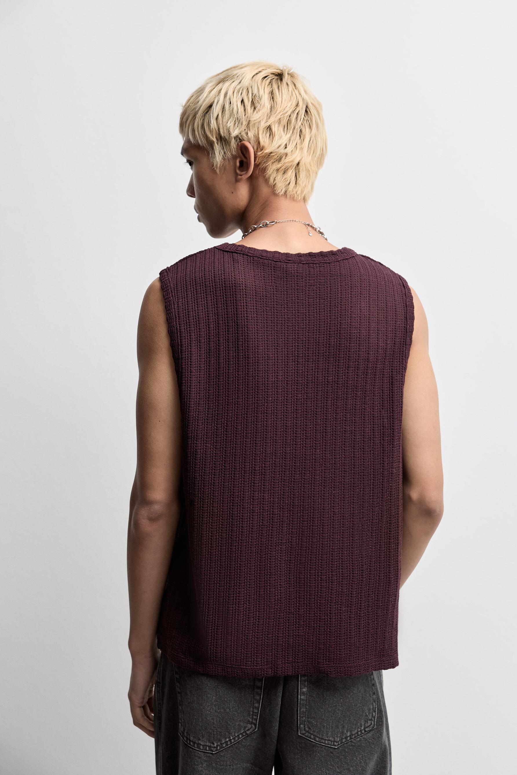 Textured tank top — WINE
