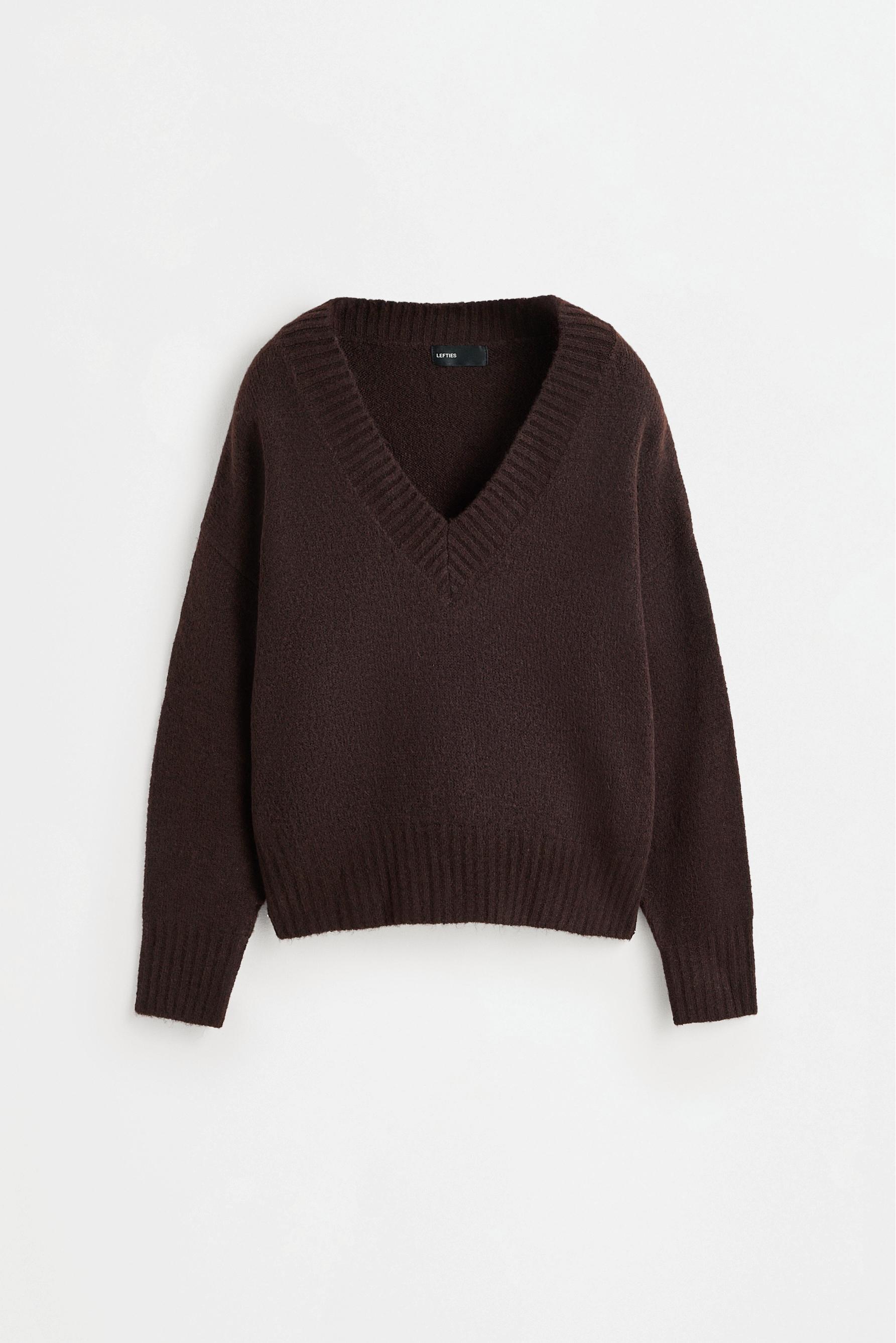 V-neck sweater — DARK BROWN