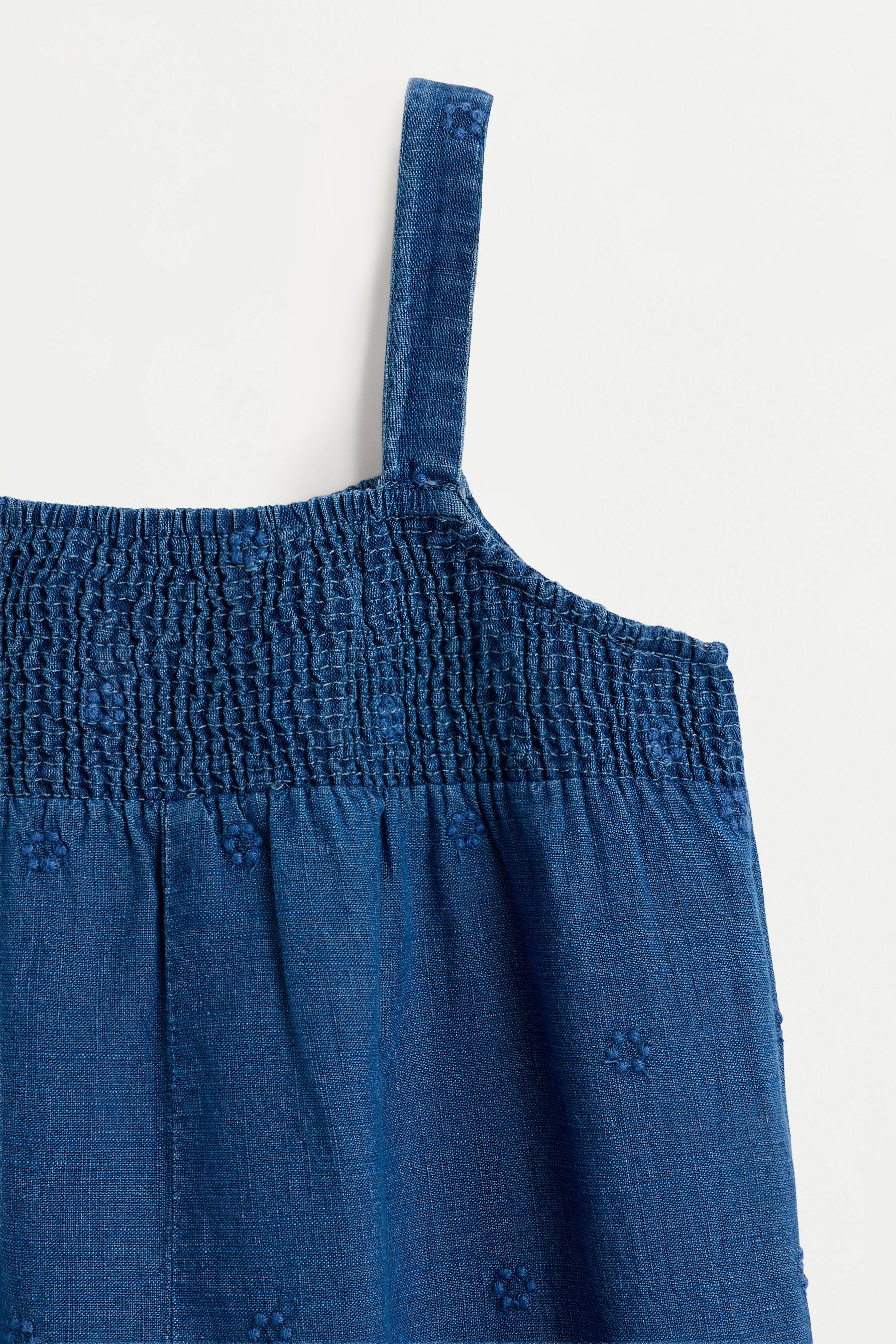 Embroidered denim dungarees — MEDIUM BLUE