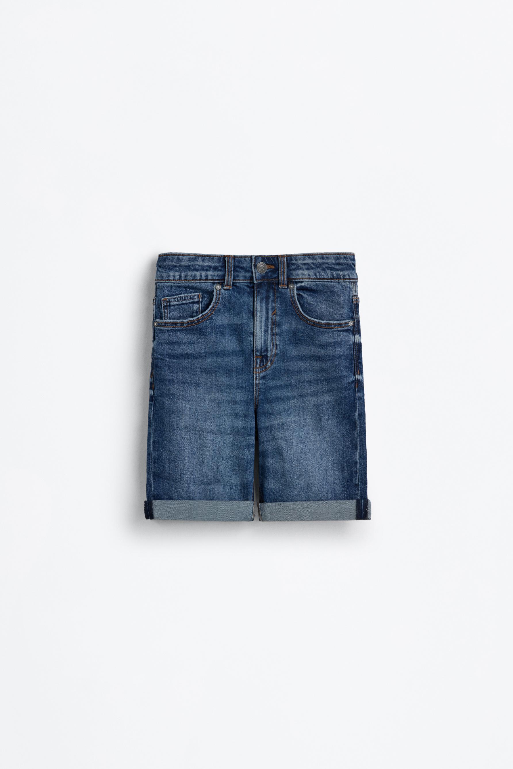 Slim comfort denim Bermuda shorts — DARK BLUE