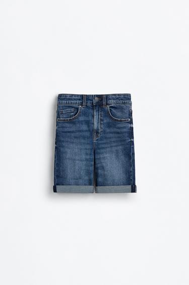 Slim comfort denim Bermuda shorts — DARK BLUE 1
