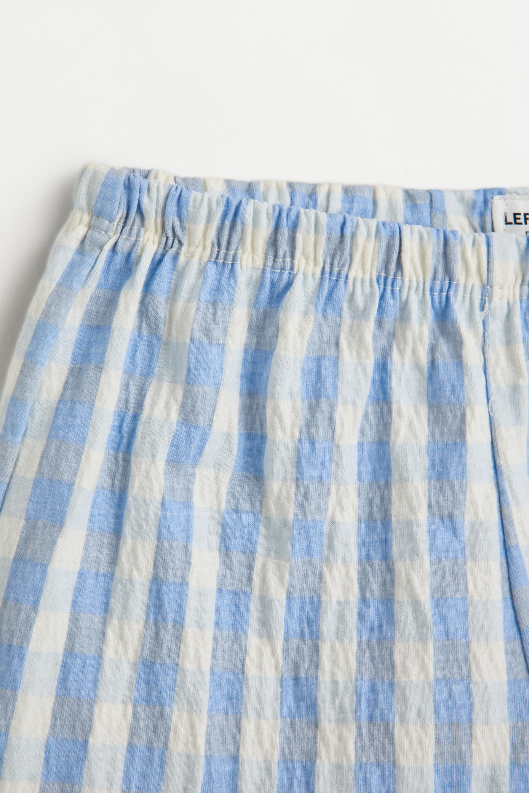Gingham crepe top and shorts co-ord — BLUE