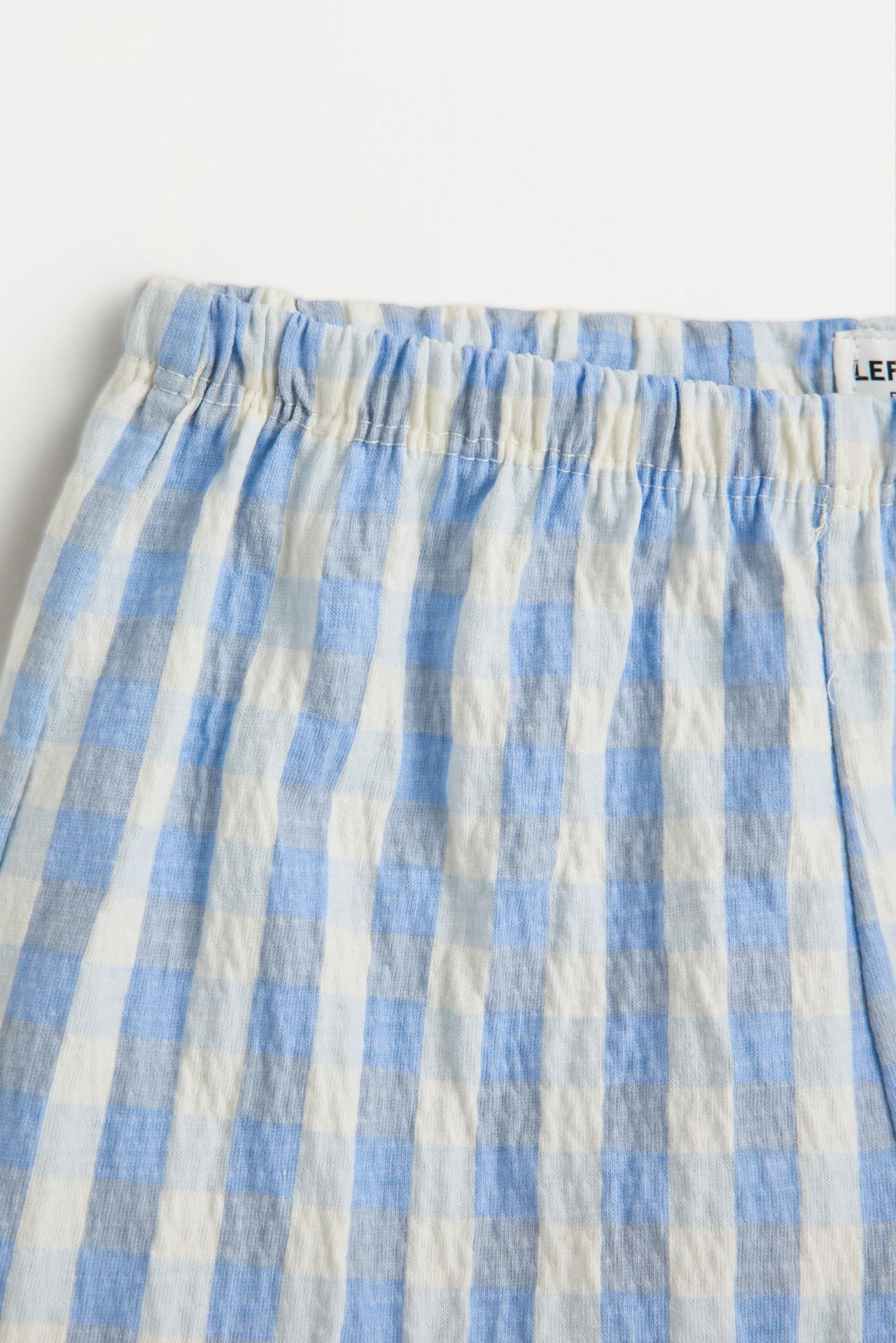 Gingham crepe top and shorts co-ord — BLUE