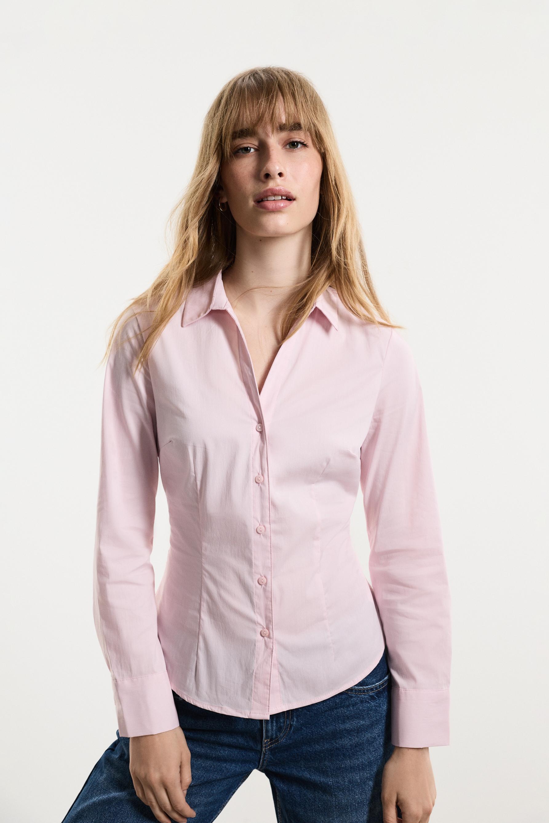 Printed poplin shirt — ROSE PINK