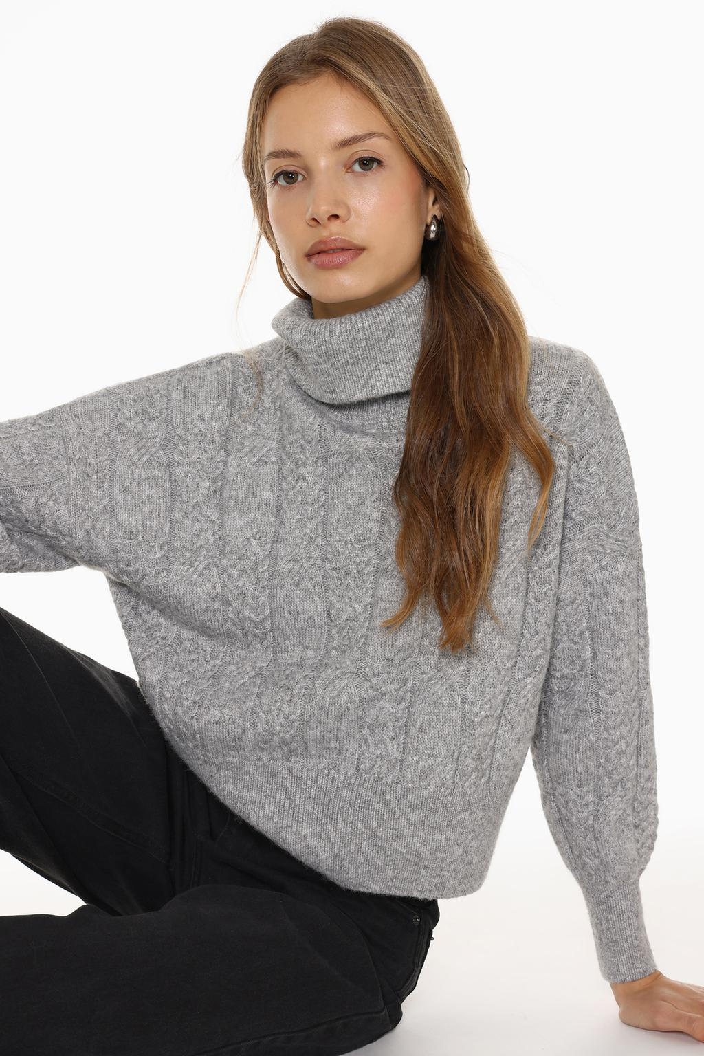 Woven turtleneck sweater