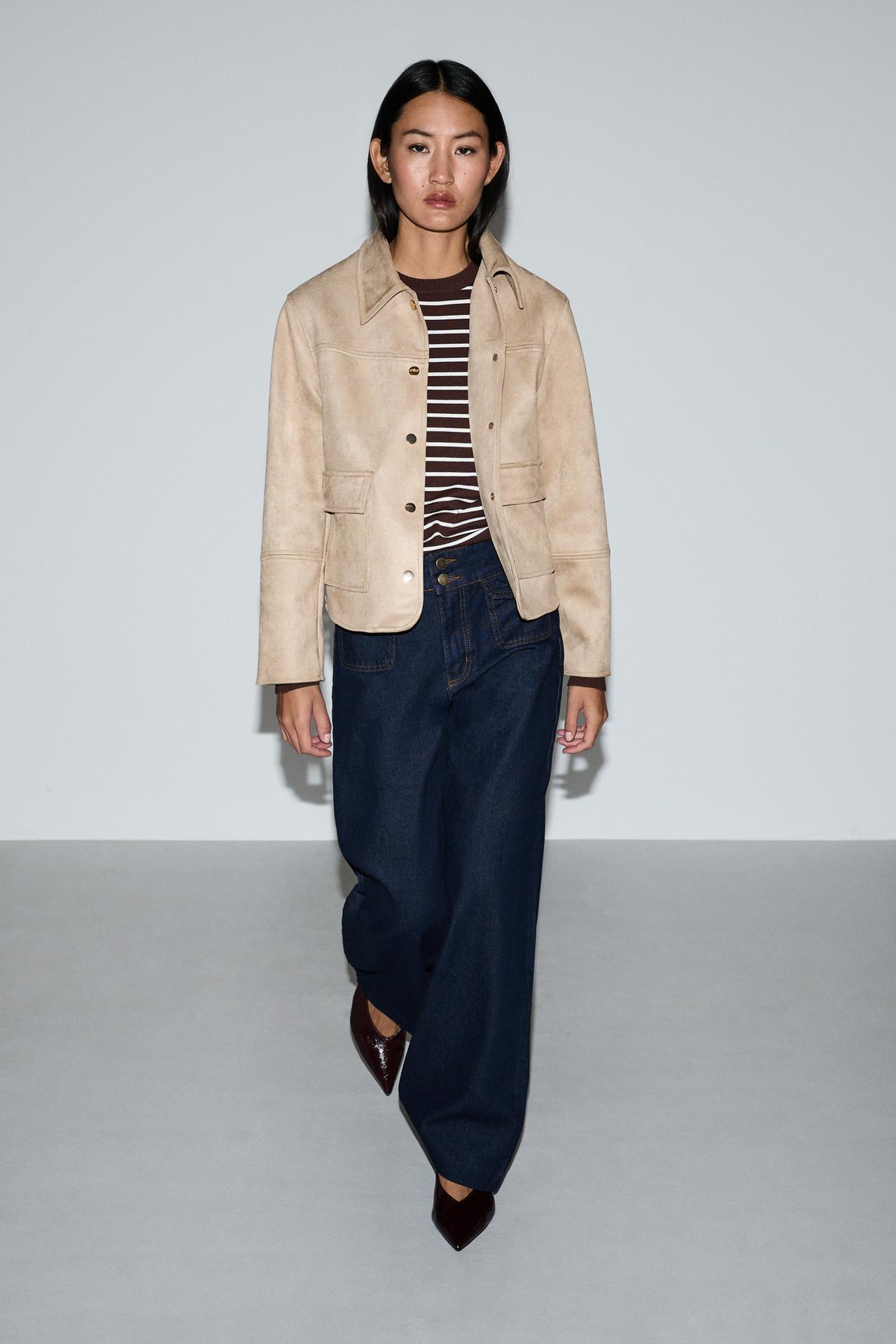 Faux suede jacket — STONE