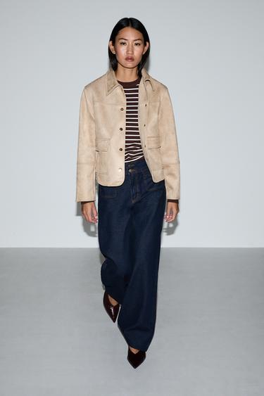 Faux suede jacket — STONE 5